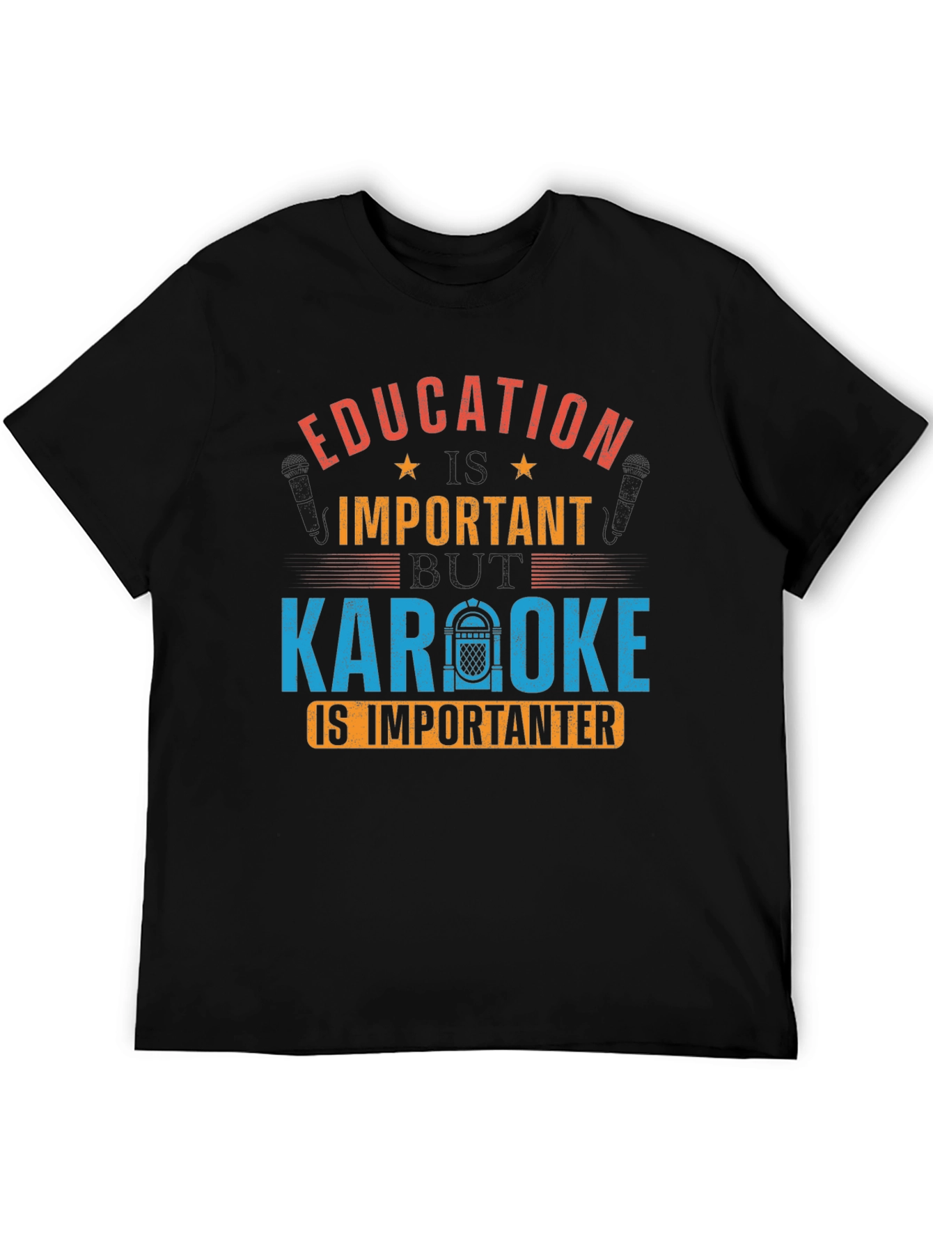 Black Education Important Karaoke Importanter Black T-Shirt view 5