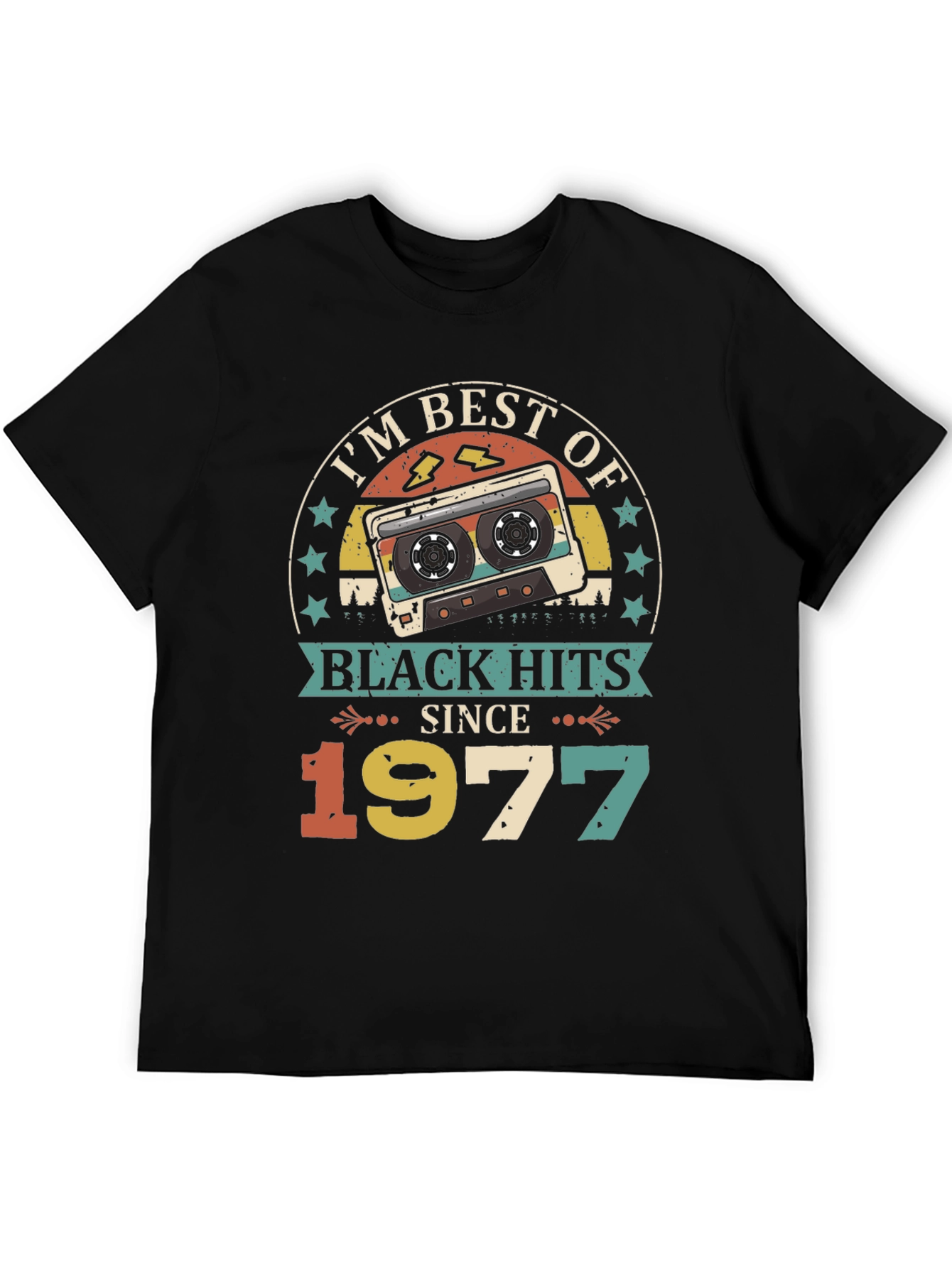 Black I'm Best of Black Hits Since 1977 Cassette Tape T-Shirt view 5