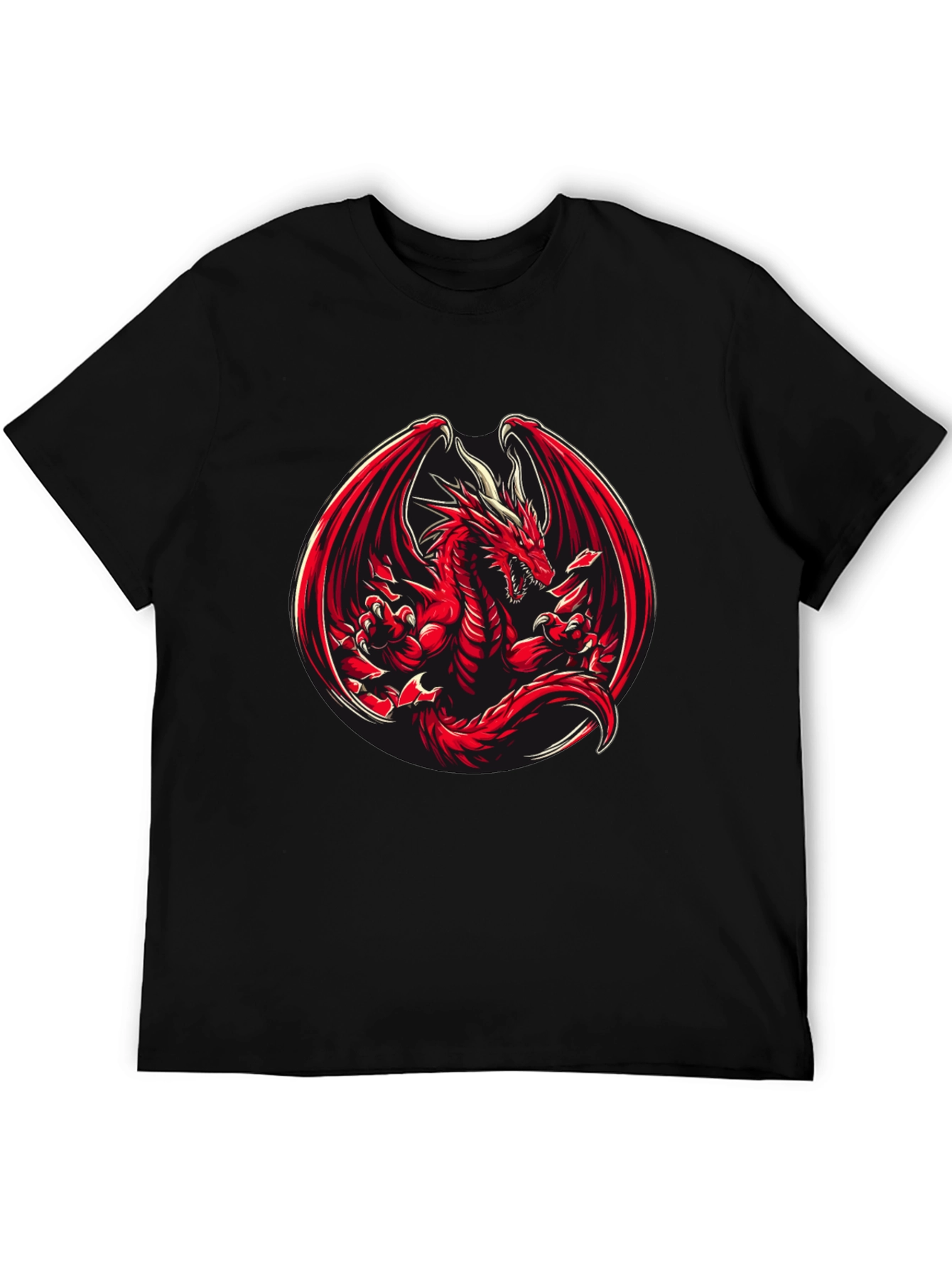 Black Red Dragon Graphic T-Shirt view 5