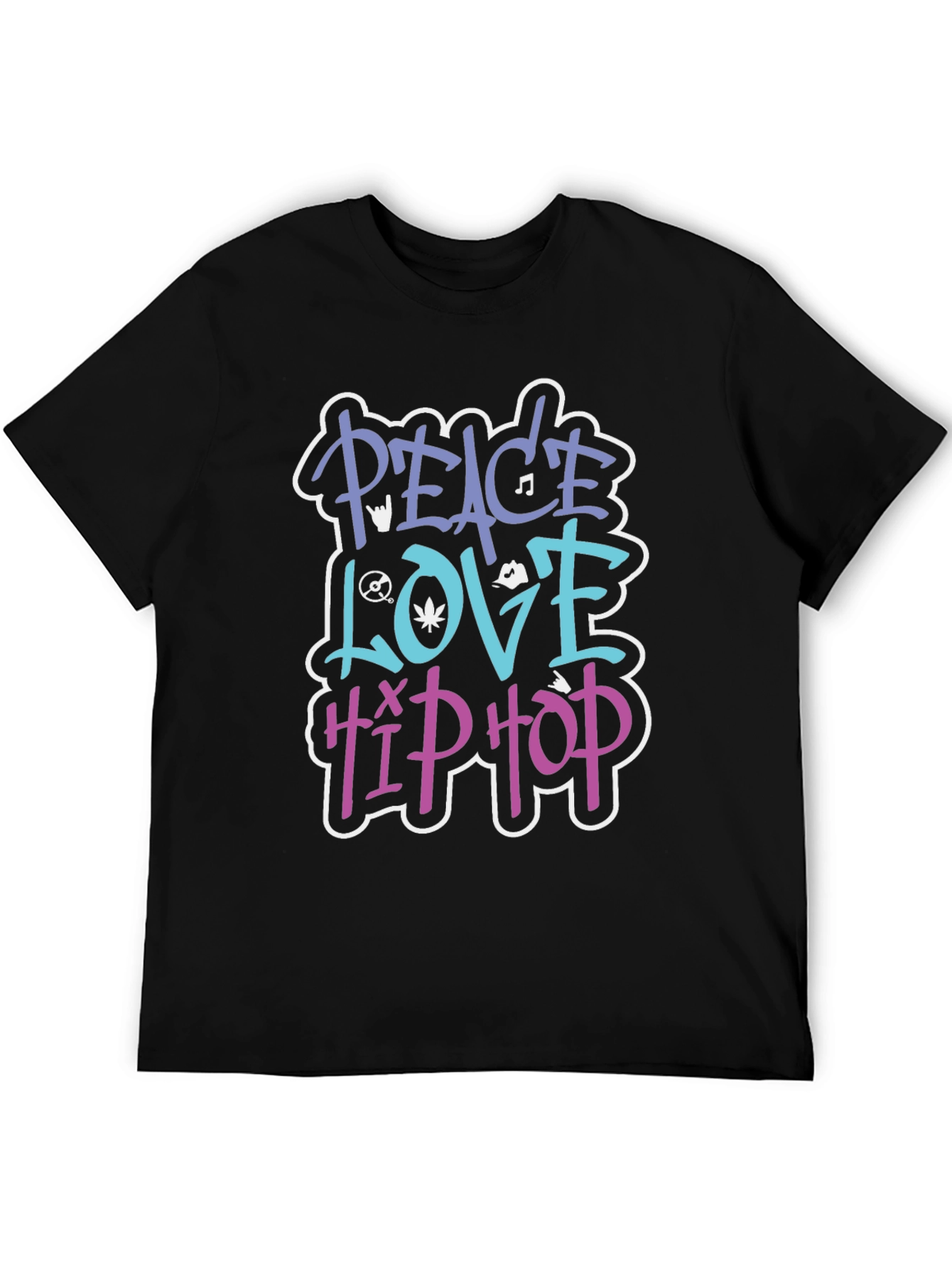 Black Peace Love Hip Hop Graphic Tee - Stylish Cotton T-Shirt view 5