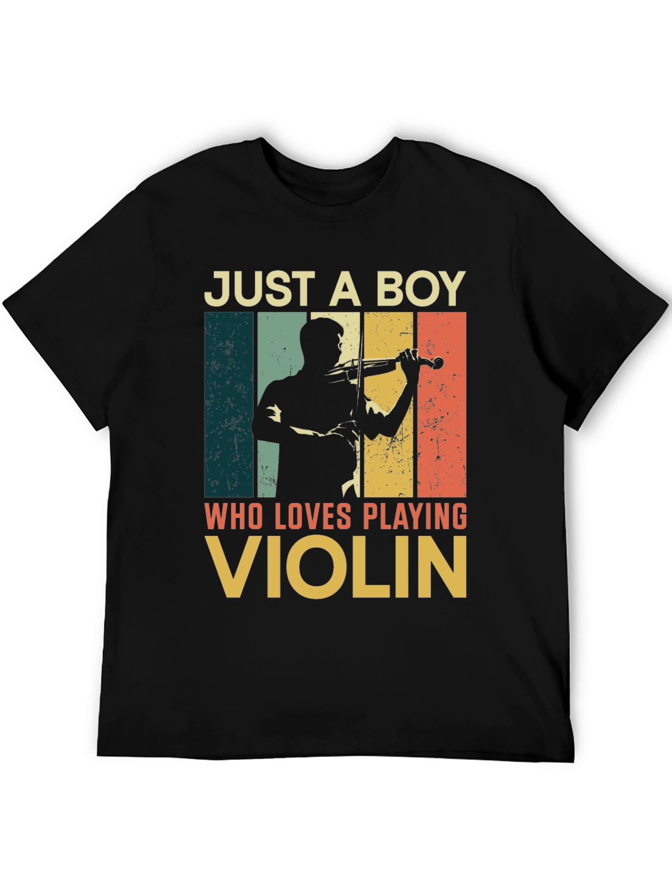 Black Just a Boy Who Loves Playing Violin T-Shirt view 5