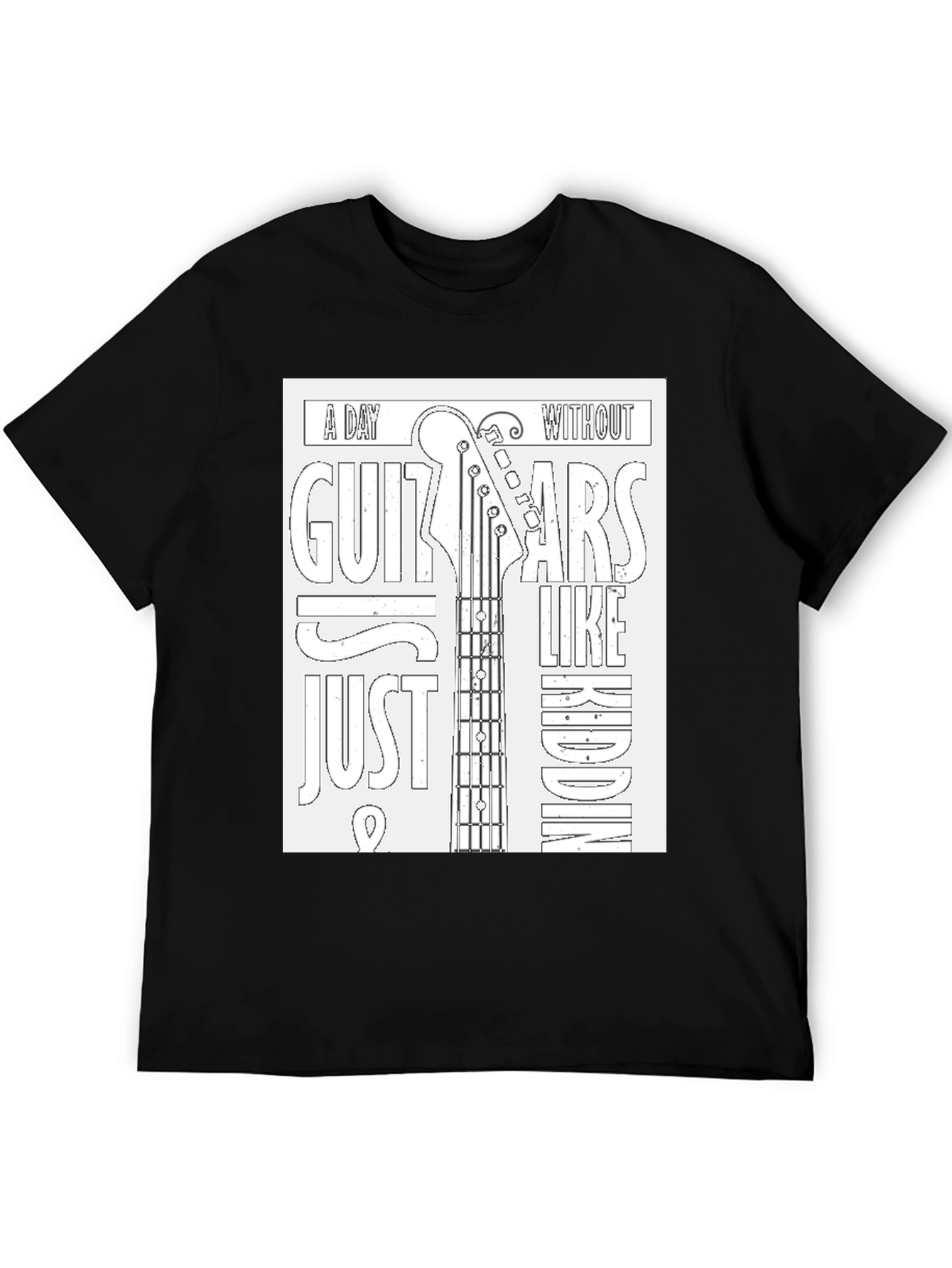 Black Guitar Lover's T-Shirt: A Day Without Guitars... view 5