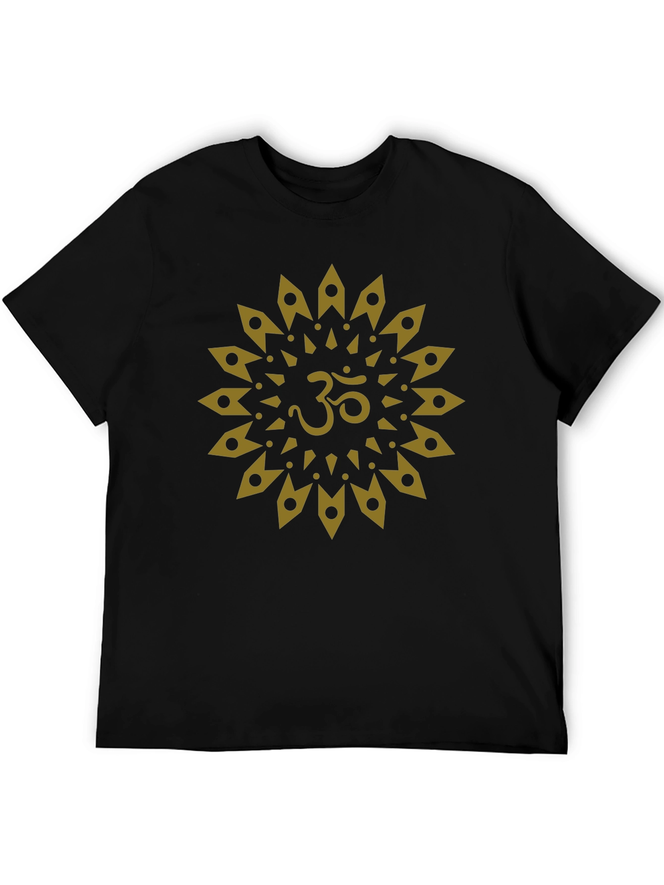 Black Om Mandala Graphic Tee - Black Cotton T-Shirt view 5