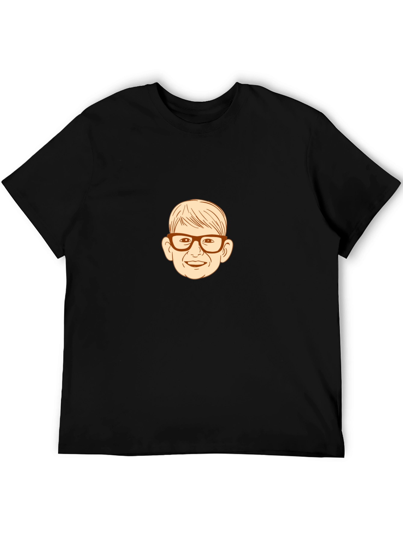 Black Funny Cartoon Face Black T-Shirt view 5