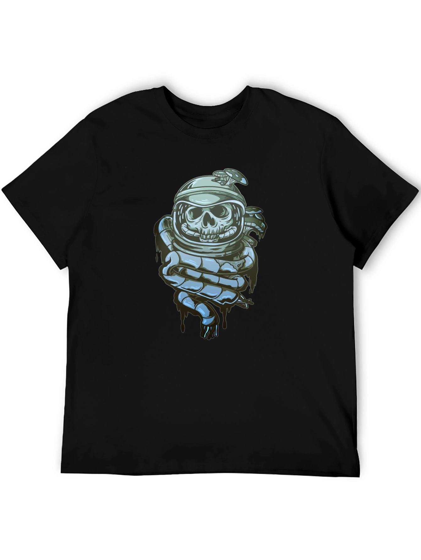 Black Skull Astronaut Graphic Tee - Premium Cotton Blend view 5