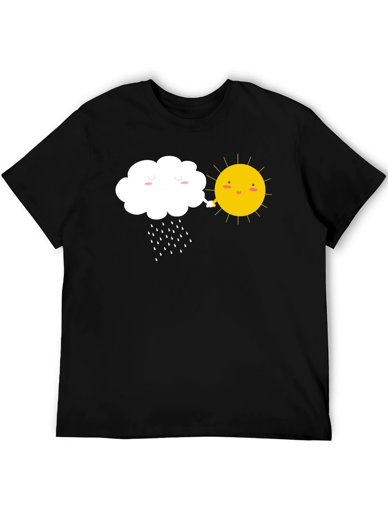 Black Cute Sun and Cloud Graphic Tee view 5
