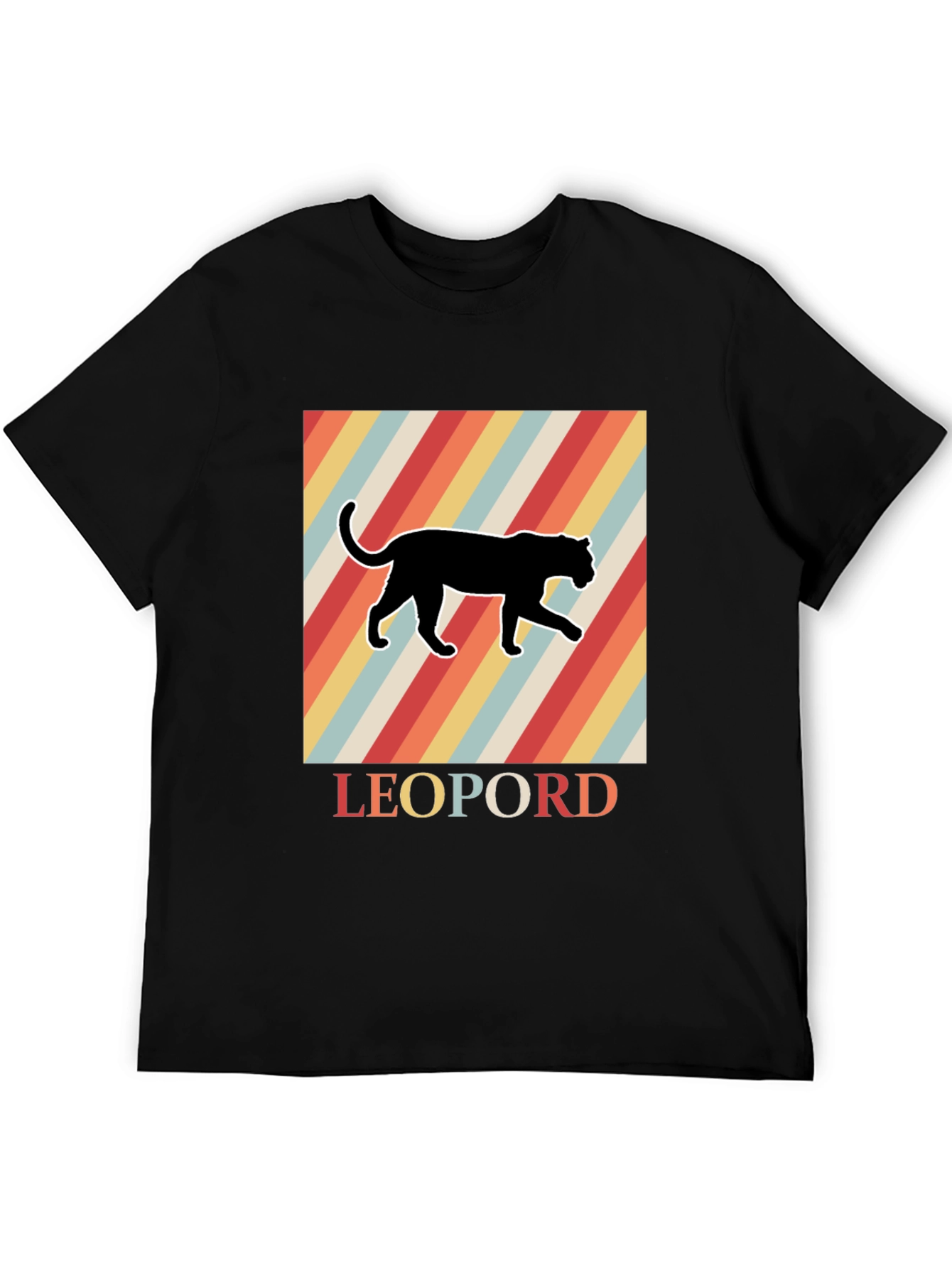 Black Retro Leopard Graphic T-Shirt - Cool Vintage Style view 5
