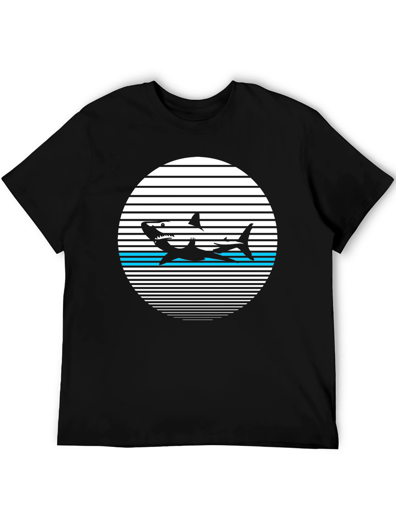 Black Retro Shark Graphic Tee - Black Cotton T-Shirt view 5