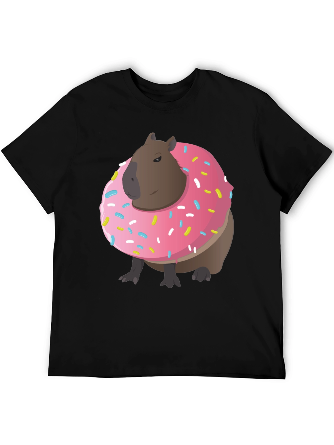 Black Capybara Donut T-Shirt - Funny Graphic Tee view 5