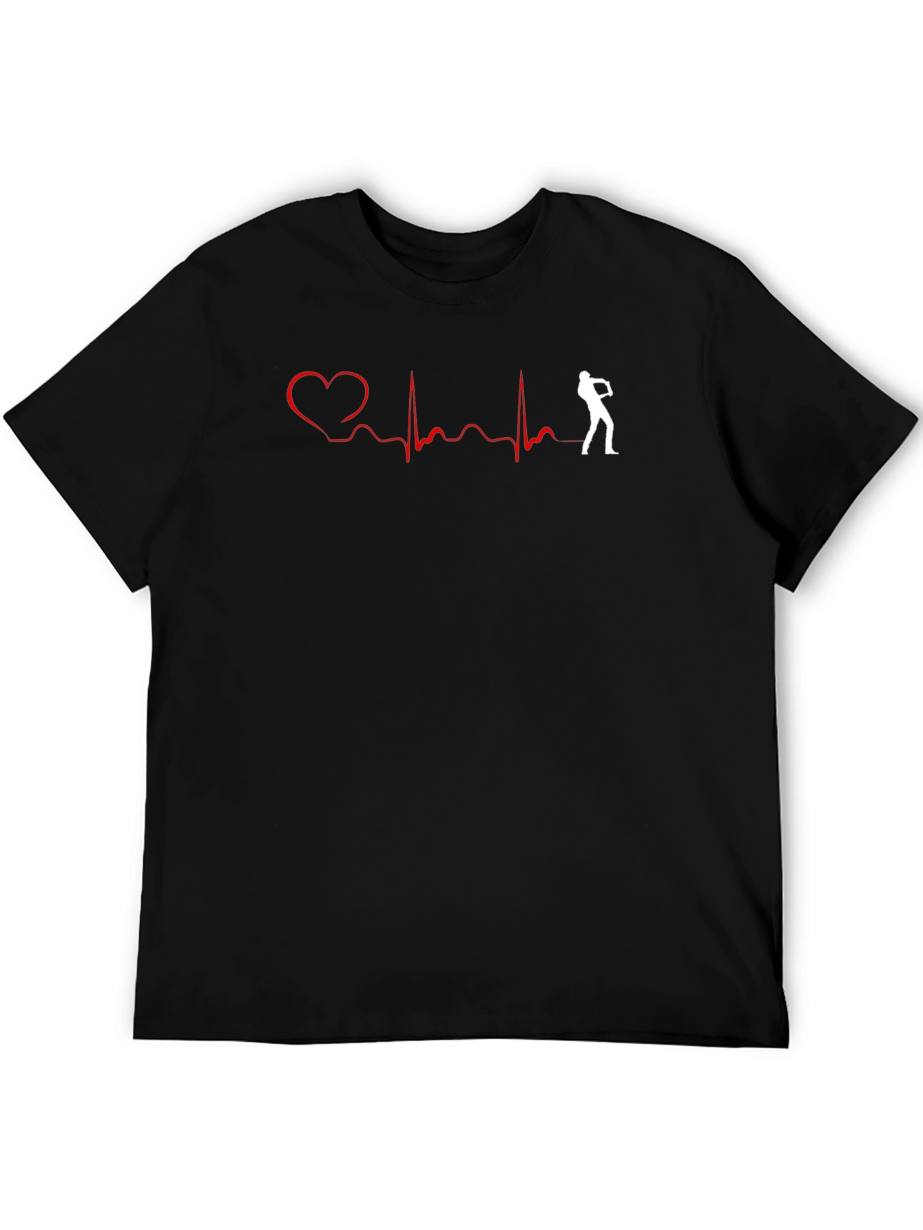 Black Heartbeat Golf T-Shirt: Golfer's Passion Tee view 5