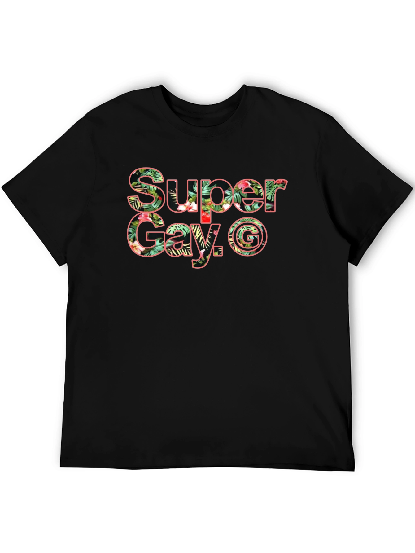 Black Super Gay Black T-Shirt With Floral Lettering view 5