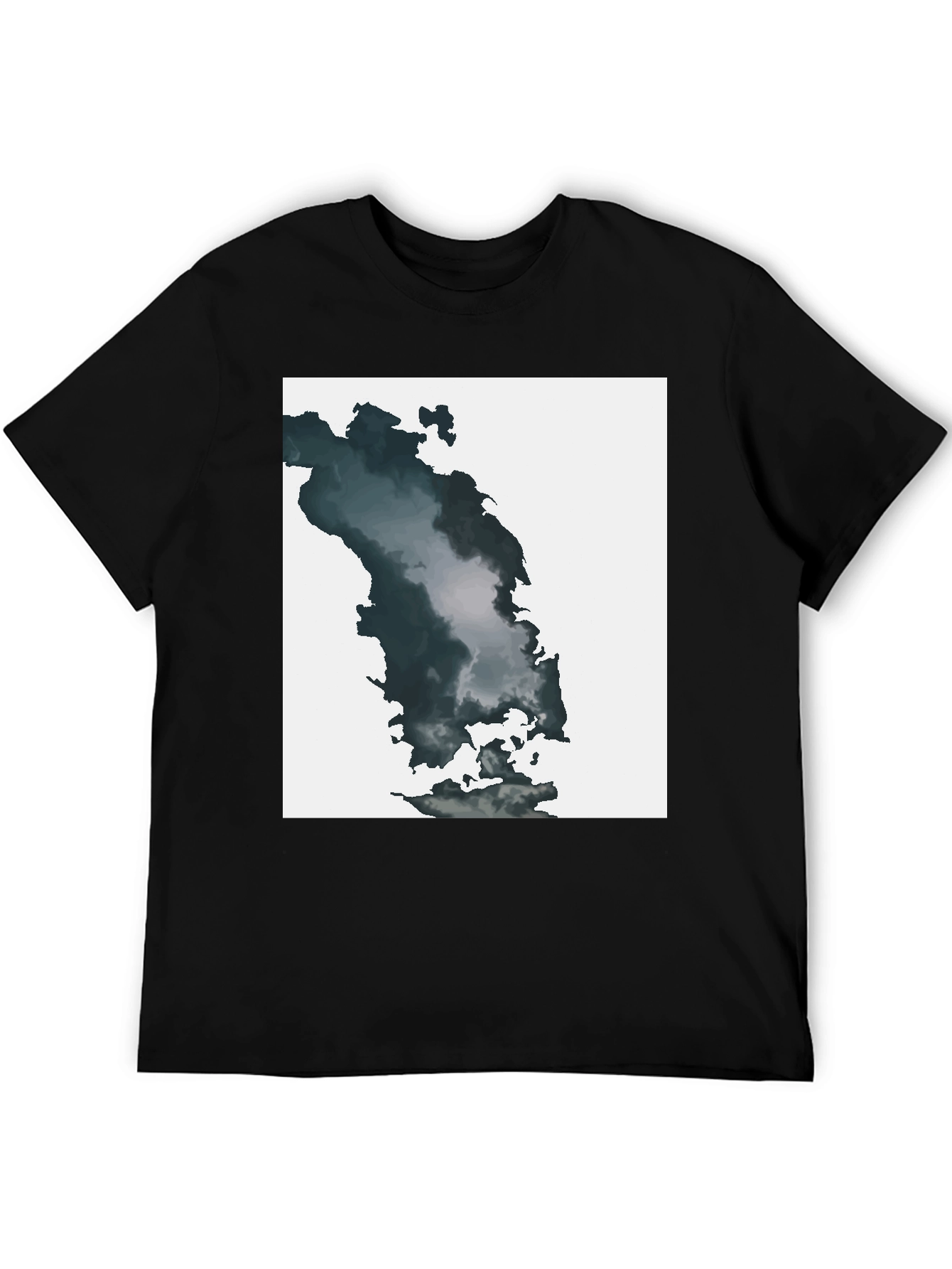 Black Abstract Cloudscape Graphic Tee - Soft Black Cotton Blend view 5