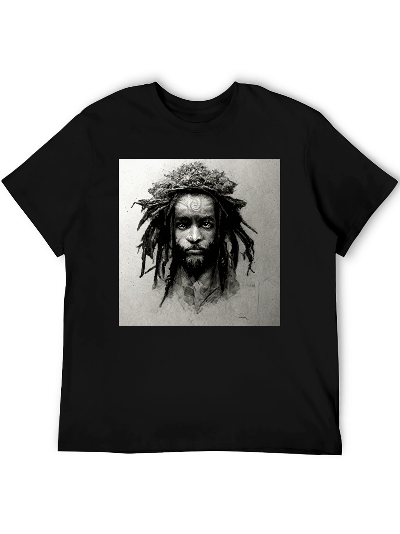 Black Rasta Man Graphic Print Black T-Shirt view 5