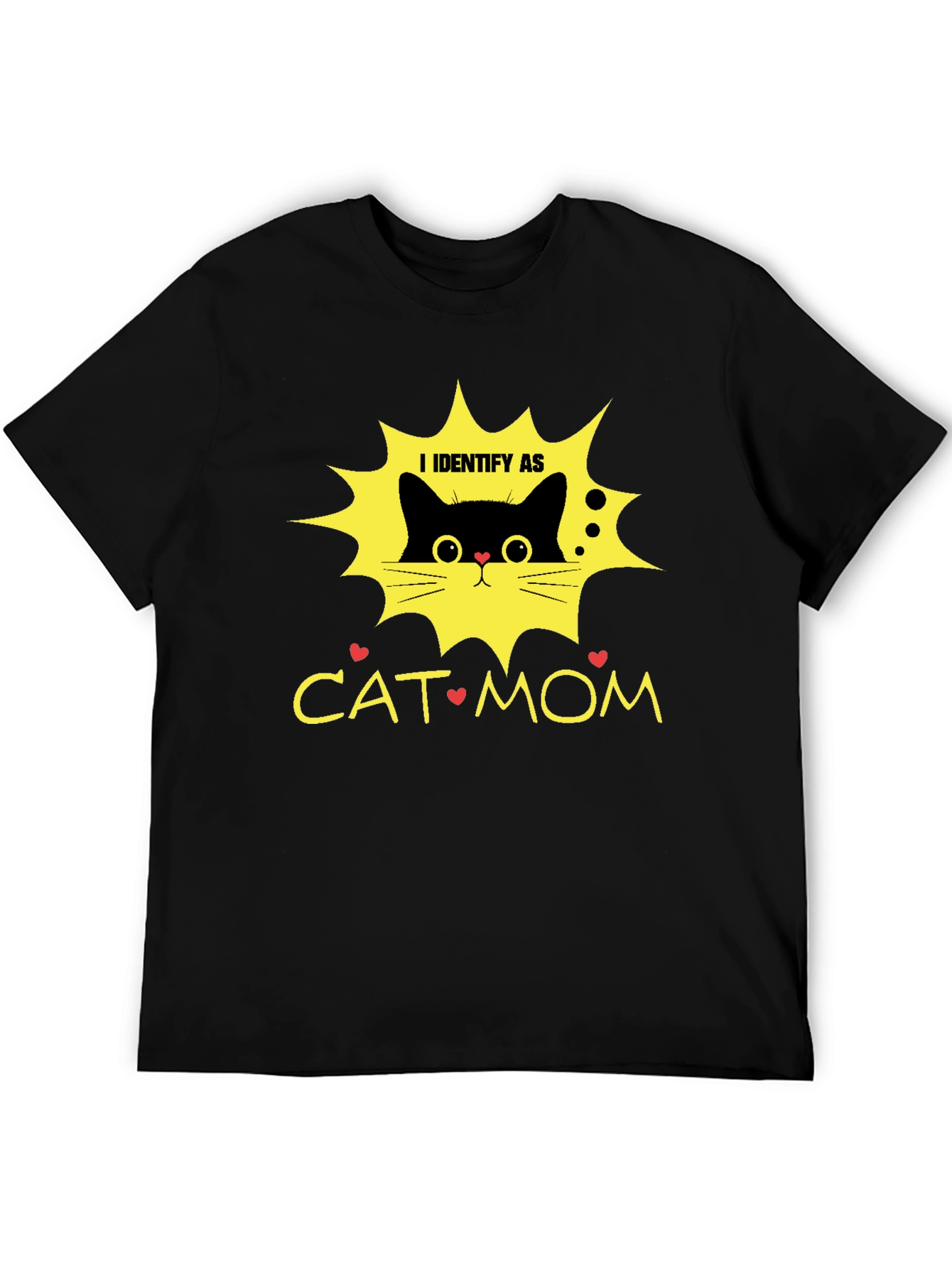 Black I Identify As Cat Mom T-Shirt view 5