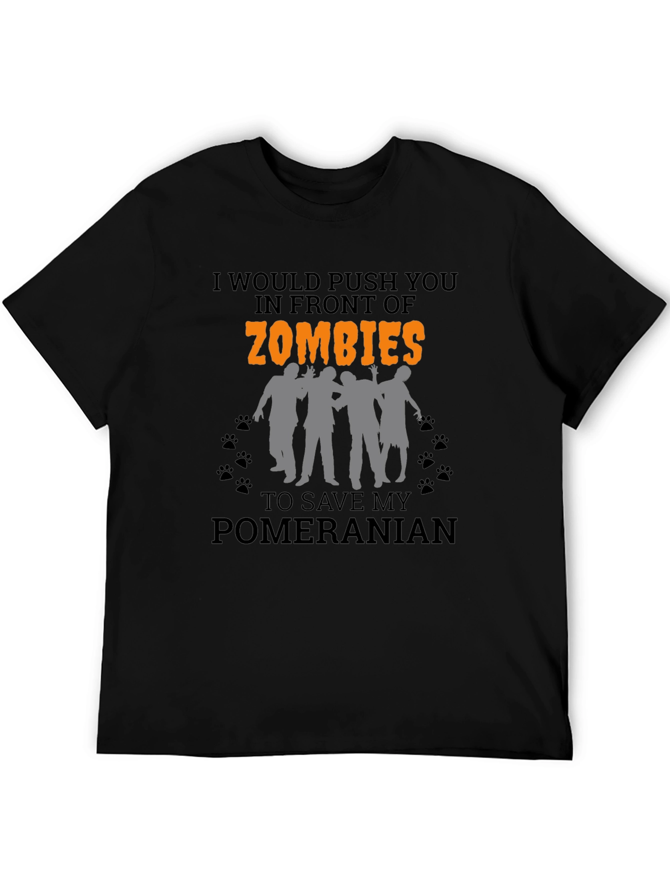 Black Zombie Pomeranian T-Shirt view 5