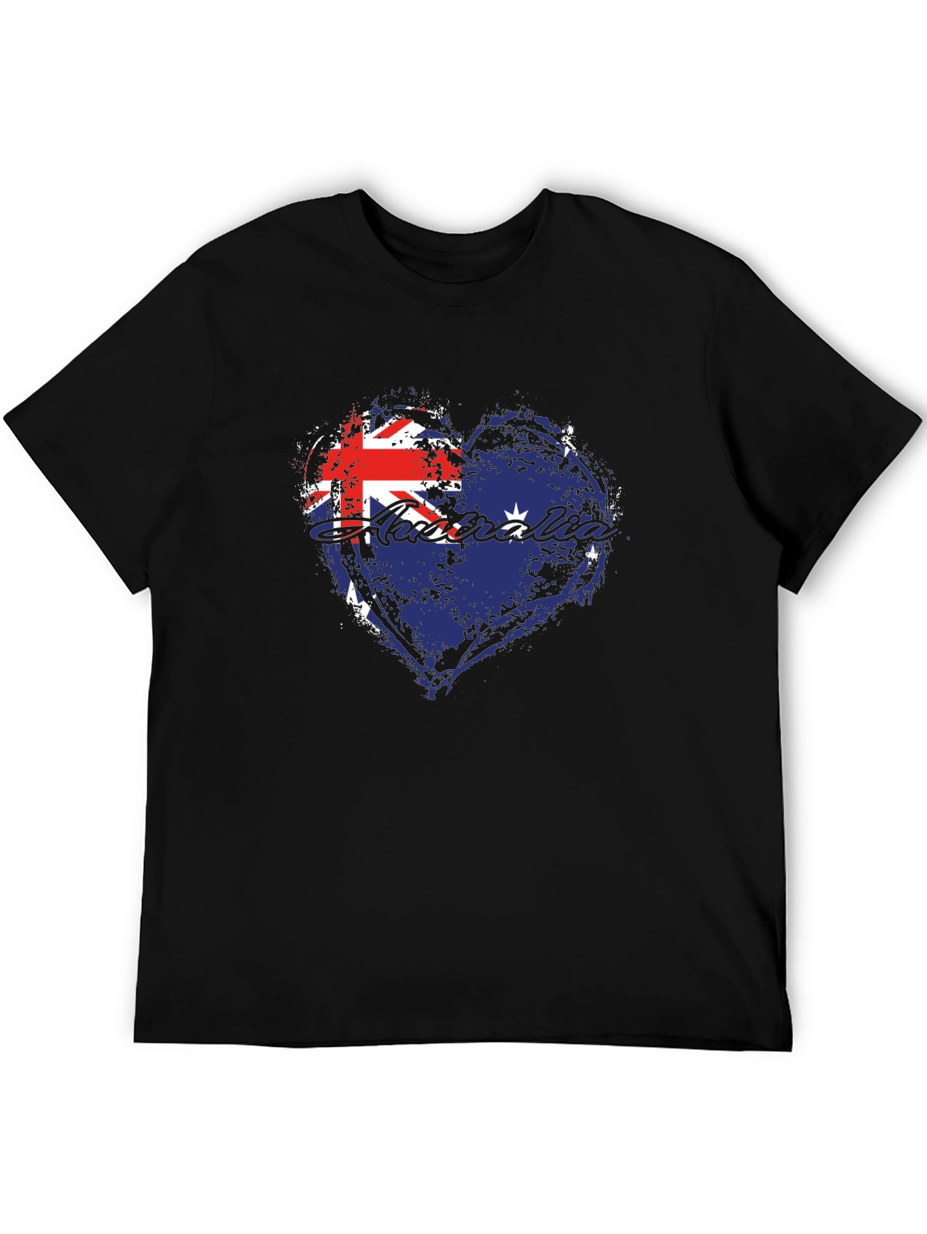 Black Australia Flag Heart Graphic Tee - Black view 5
