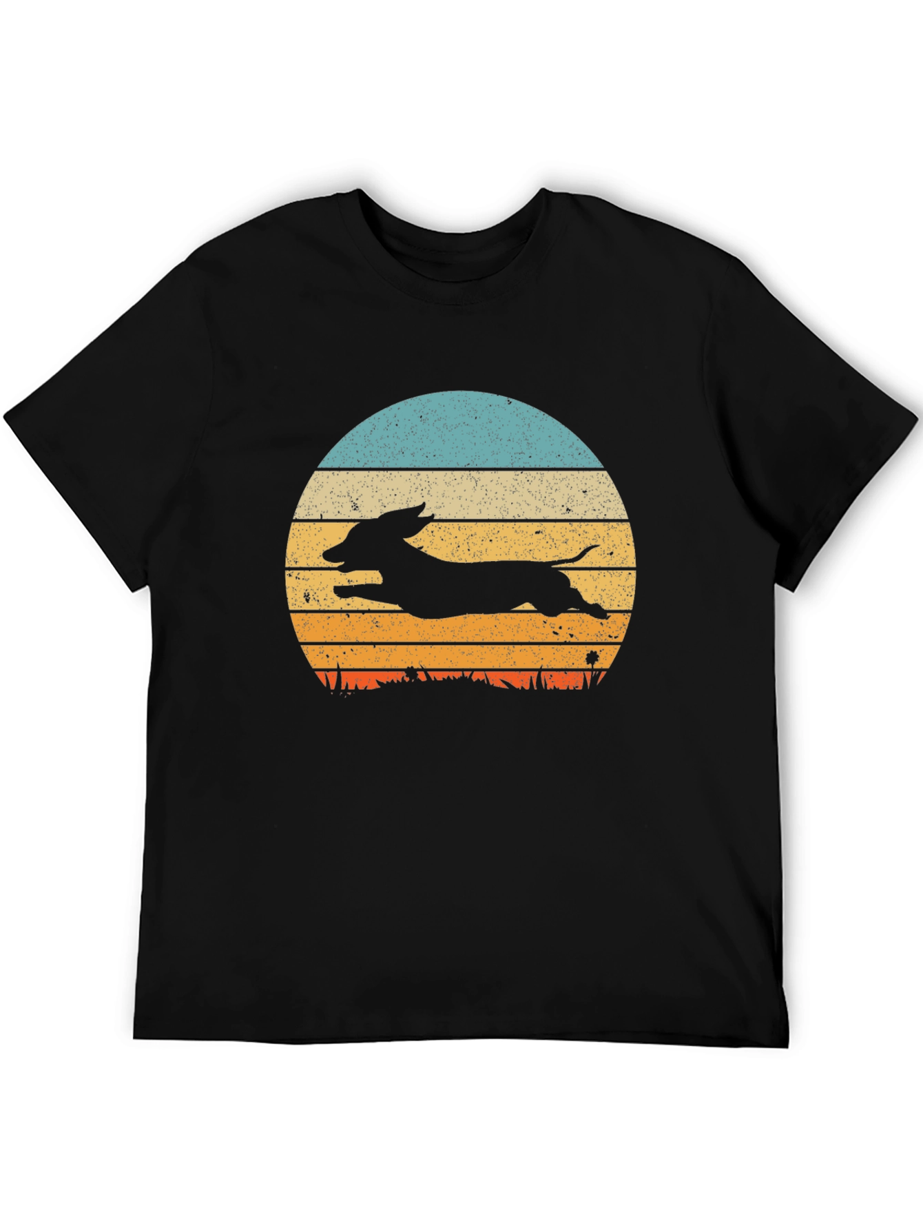 Black Dachshund Sunset Graphic Tee - Black Cotton Blend view 5