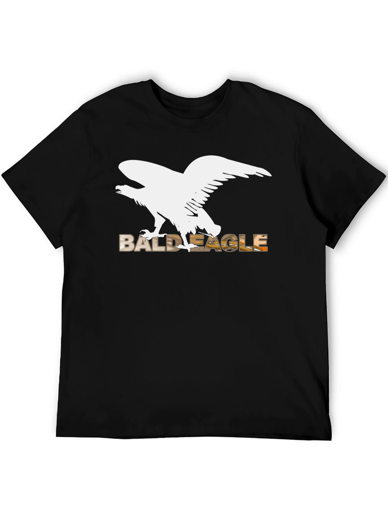 Black Bald Eagle Graphic Tee - Black Cotton Blend view 5