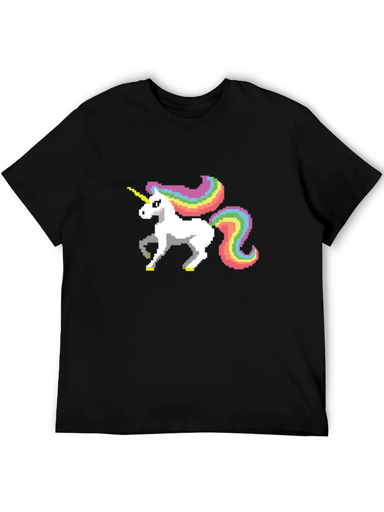 Black Pixel Unicorn Graphic Tee - Black Cotton Shirt view 5