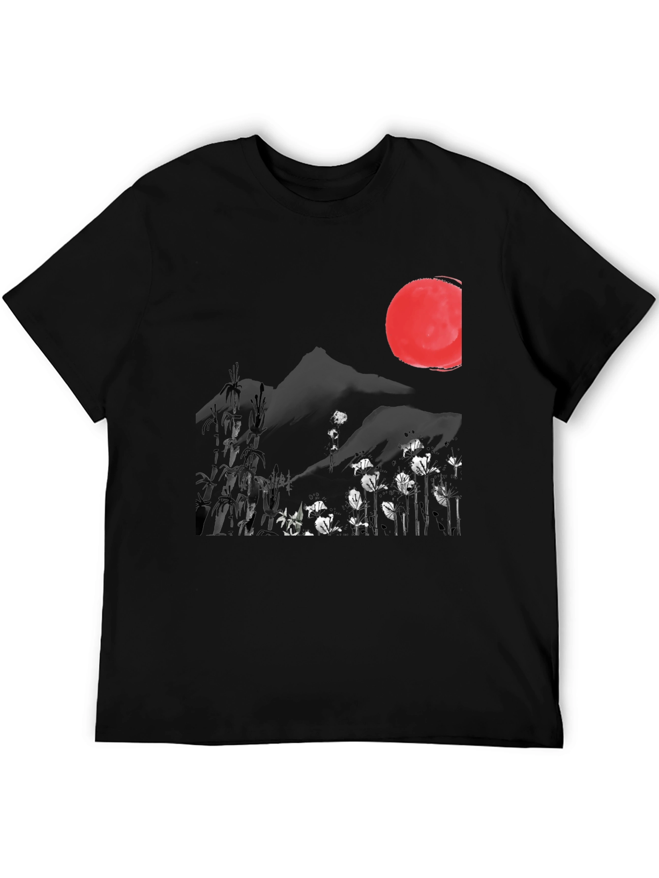 Black Japanese Sumi-e Style Graphic Tee view 5