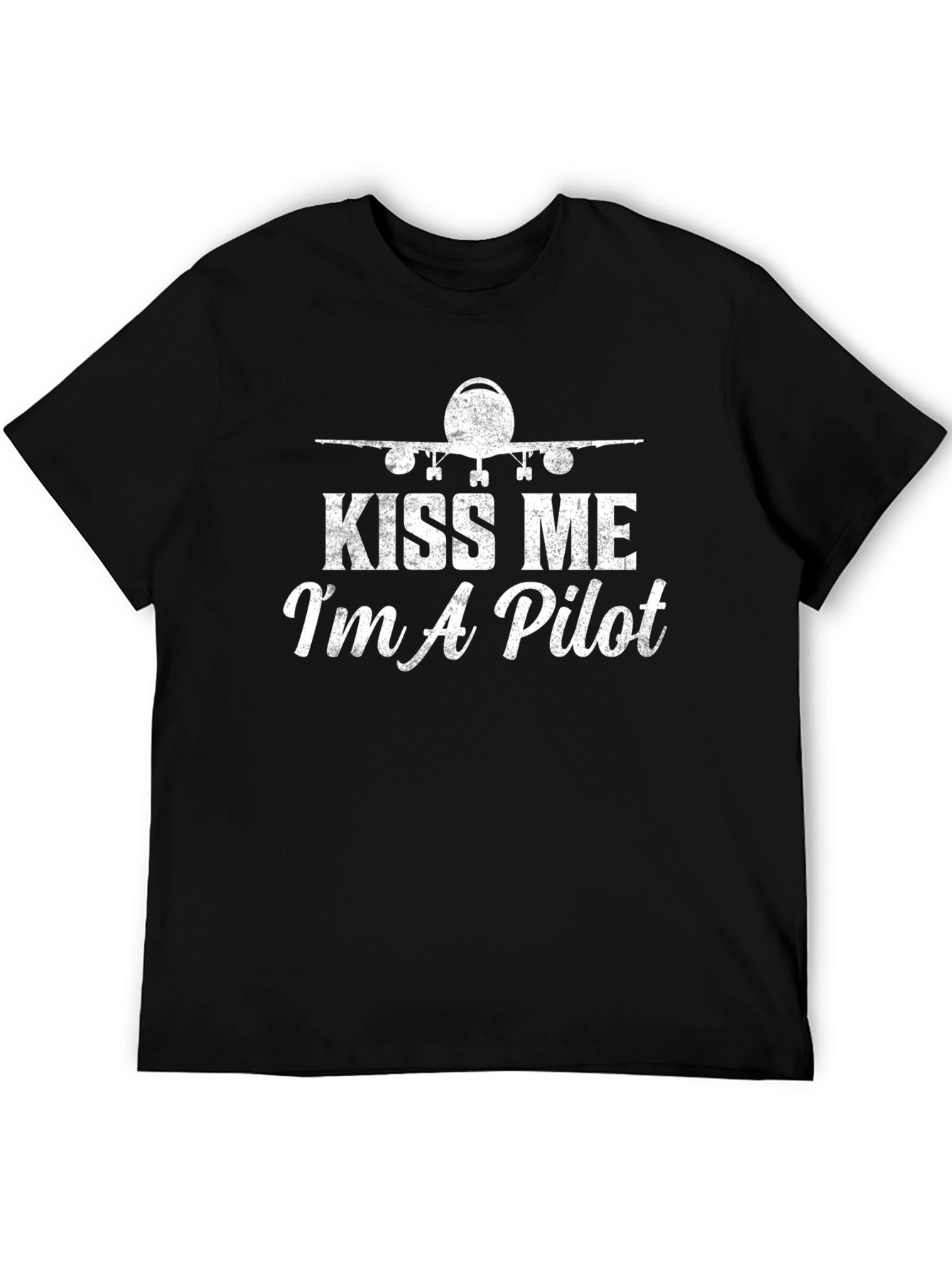 Black Kiss Me I'm a Pilot T-Shirt - Airplane Graphic Tee view 5