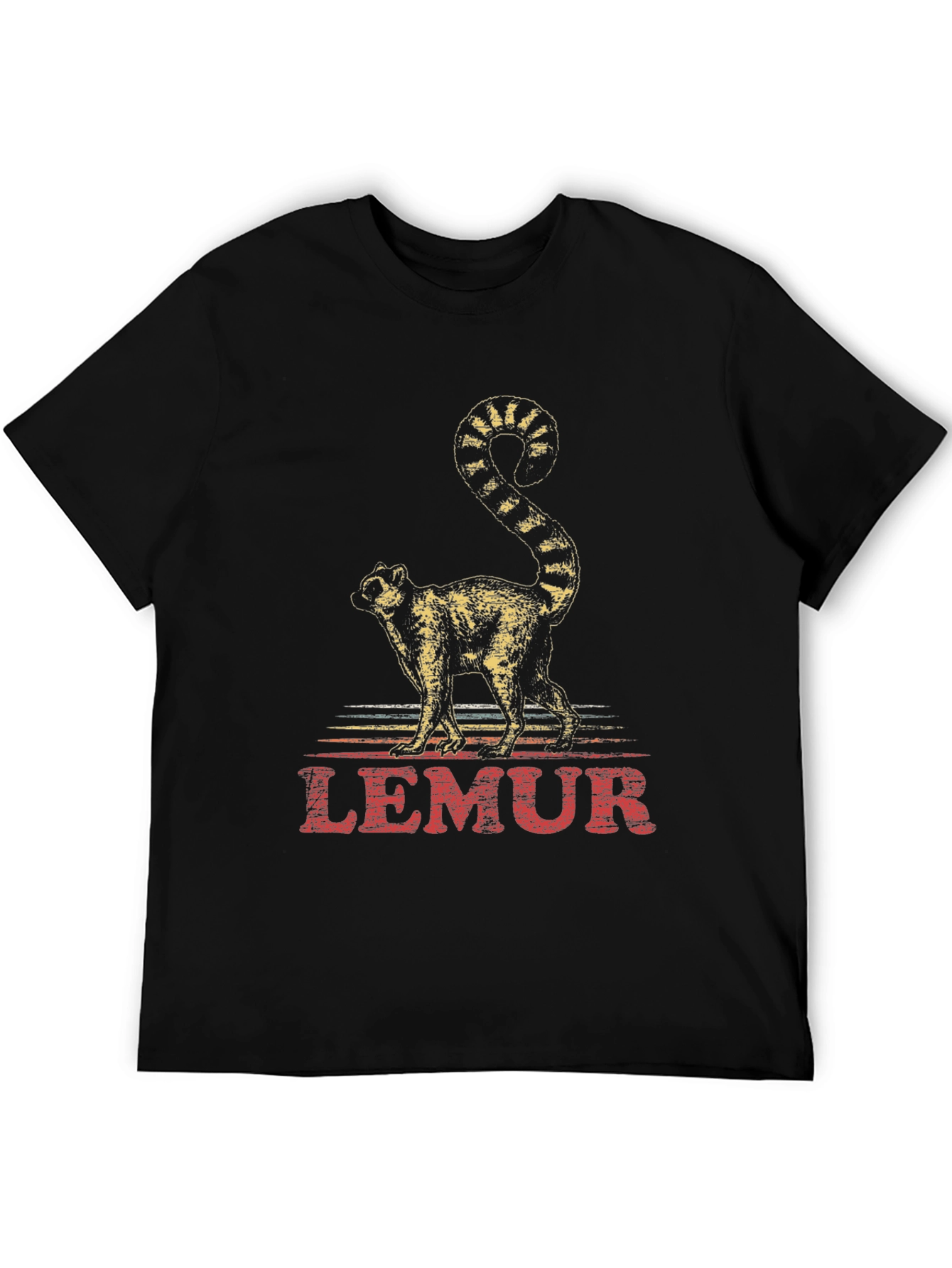 Black Lemur Graphic Print Crew Neck T-Shirt view 5