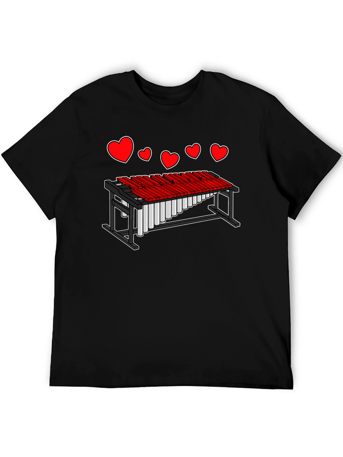 Black Heart Marimba Music T-Shirt view 5