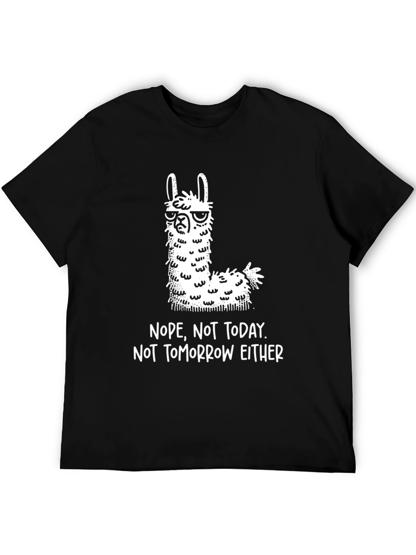 Black Nope Not Today Llama Graphic T-Shirt view 5
