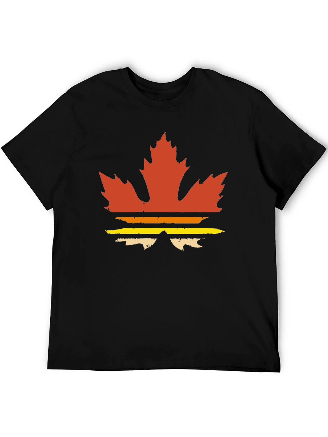 Black Retro Maple Leaf Graphic Tee - Vintage Style T-Shirt view 5