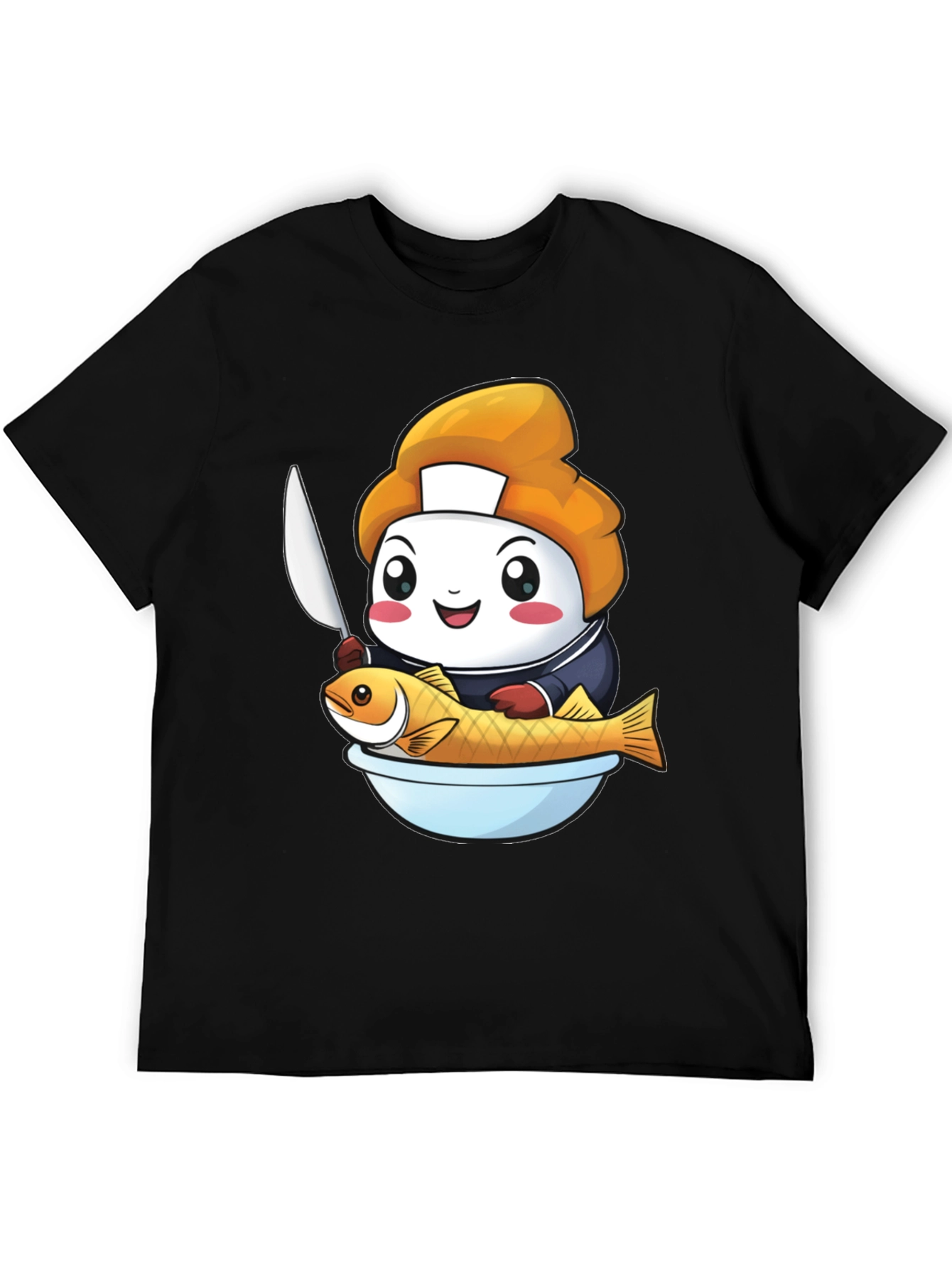 Black Sushi Chef Fish T-Shirt: Cute Culinary Design view 5