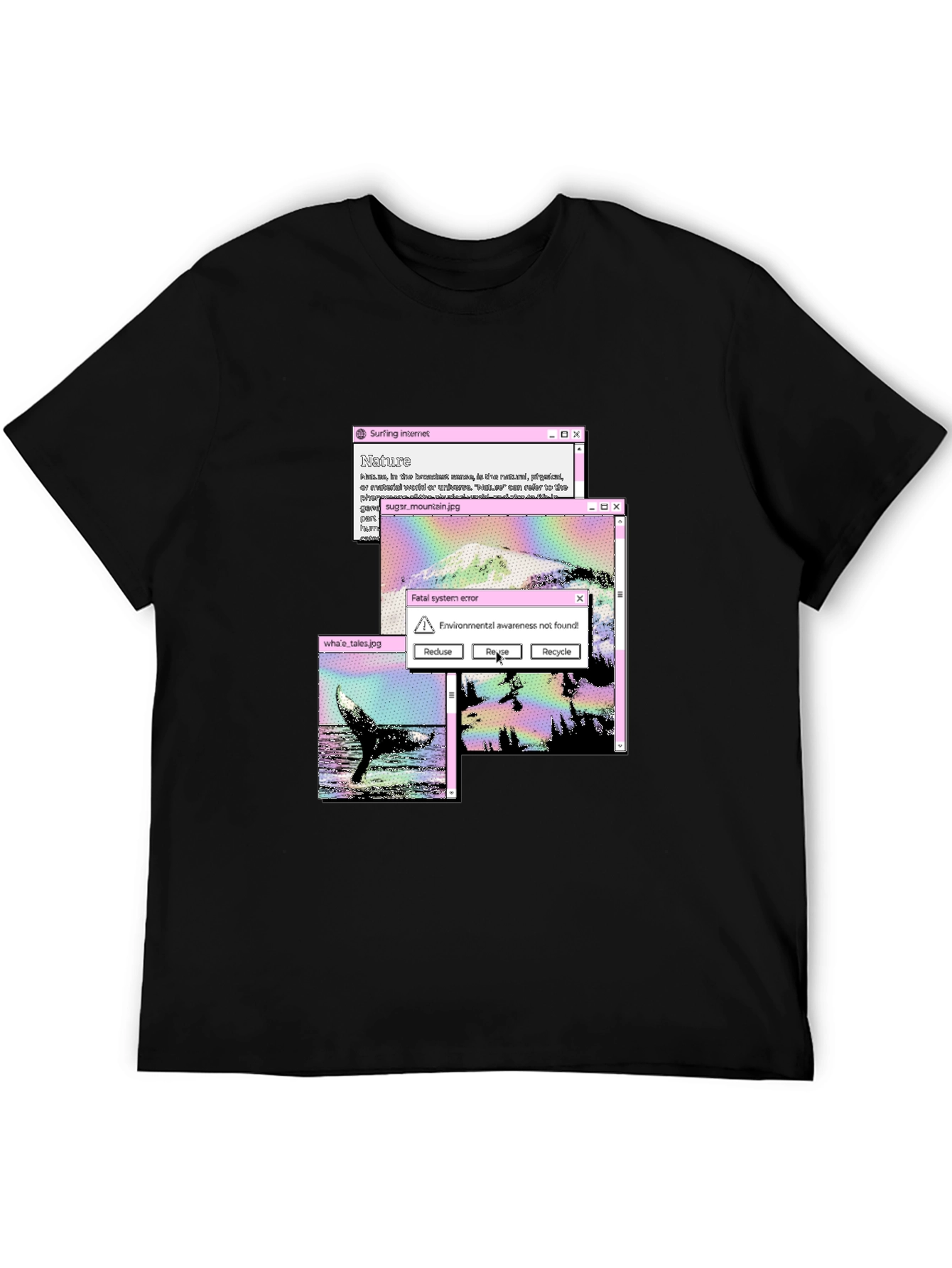 Black Surfing Internet Nature T-Shirt view 5