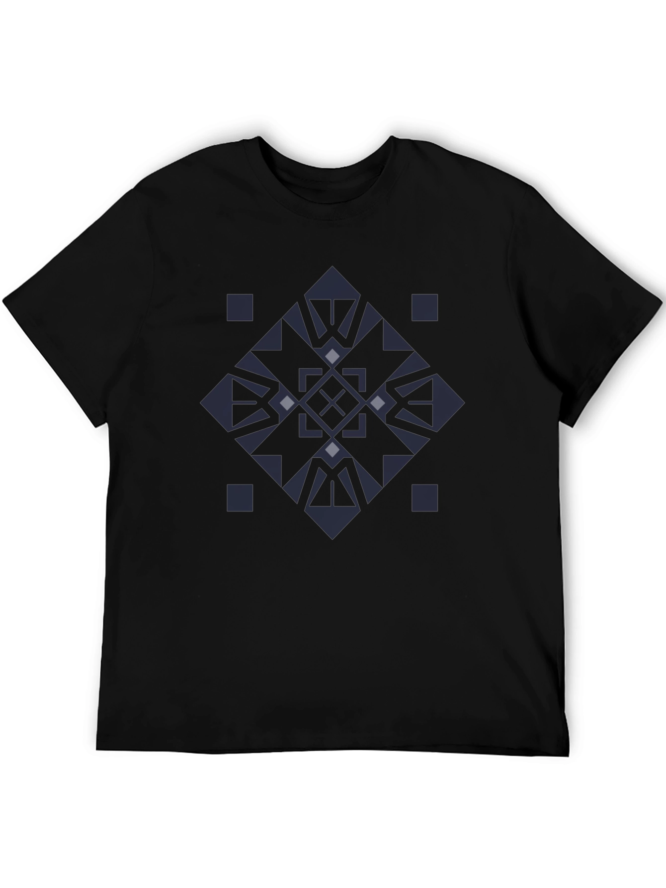 Black Geometric Pattern Black T-Shirt view 5