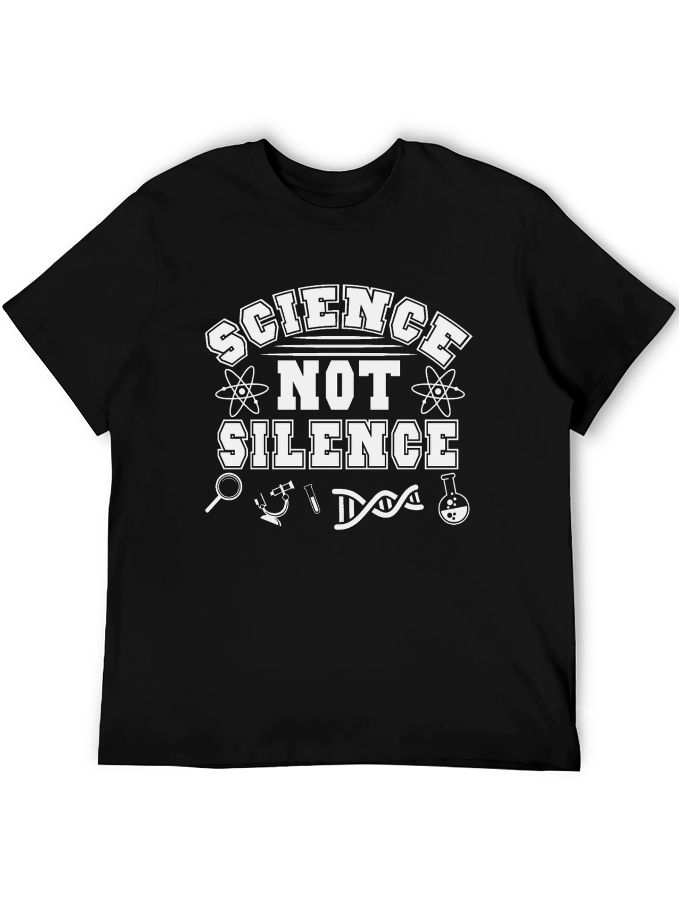 Black Science Not Silence Black Graphic T-Shirt view 5