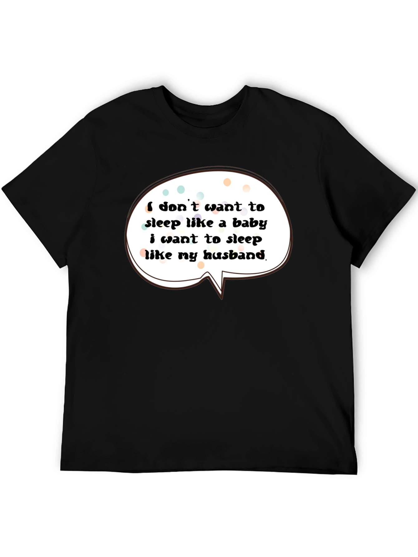 Black Funny Husband Sleep T-Shirt view 5