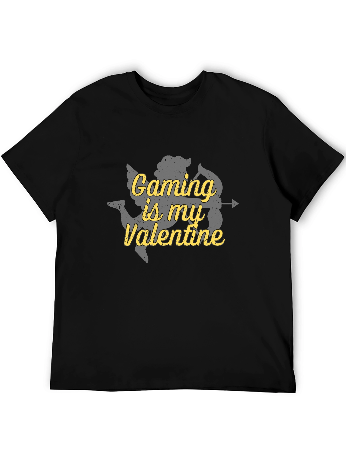 Black Gaming is My Valentine Cupid Graphic T-Shirt view 5