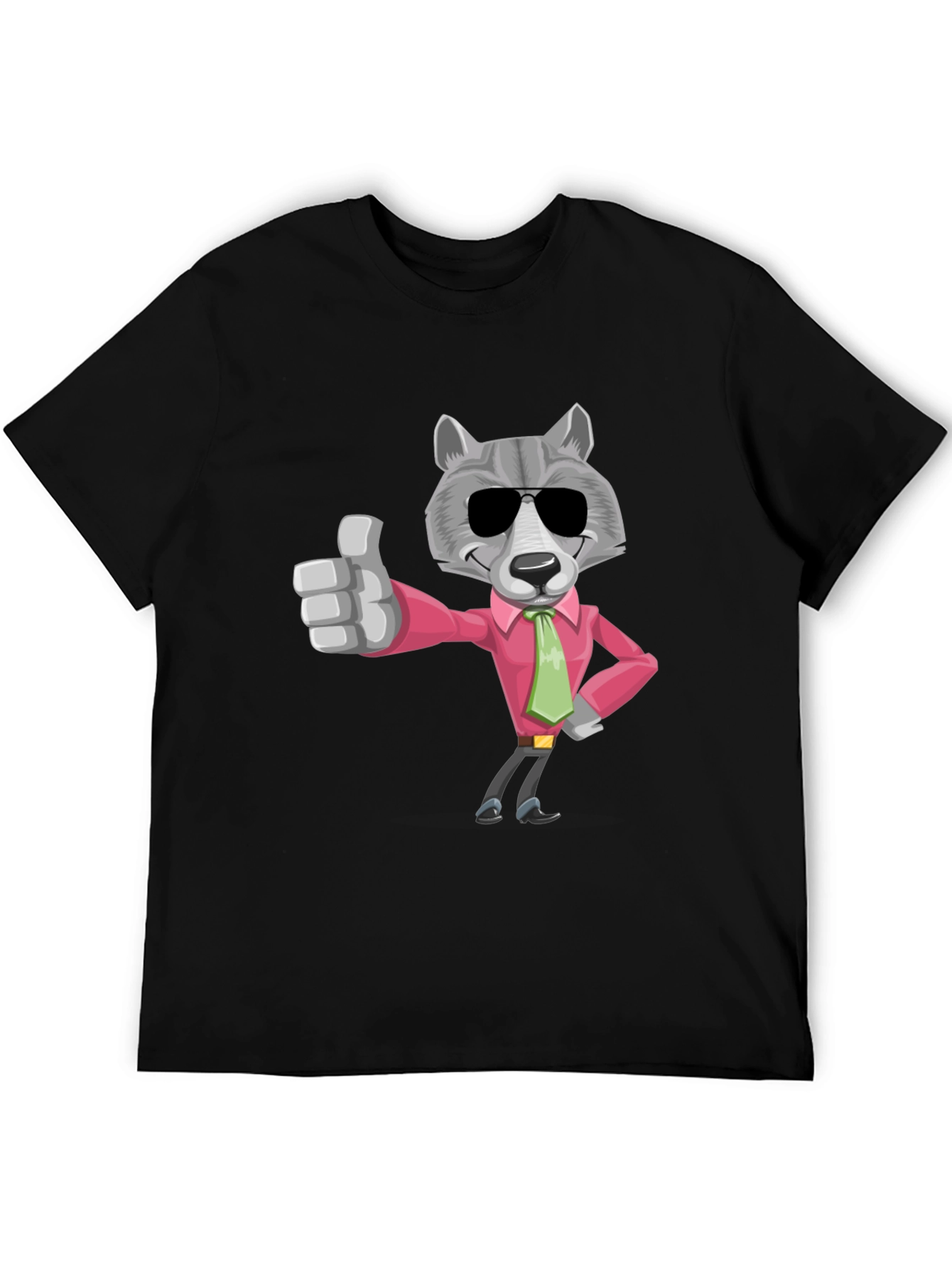 Black Cool Wolf Graphic Tee - Black Cotton T-Shirt view 5