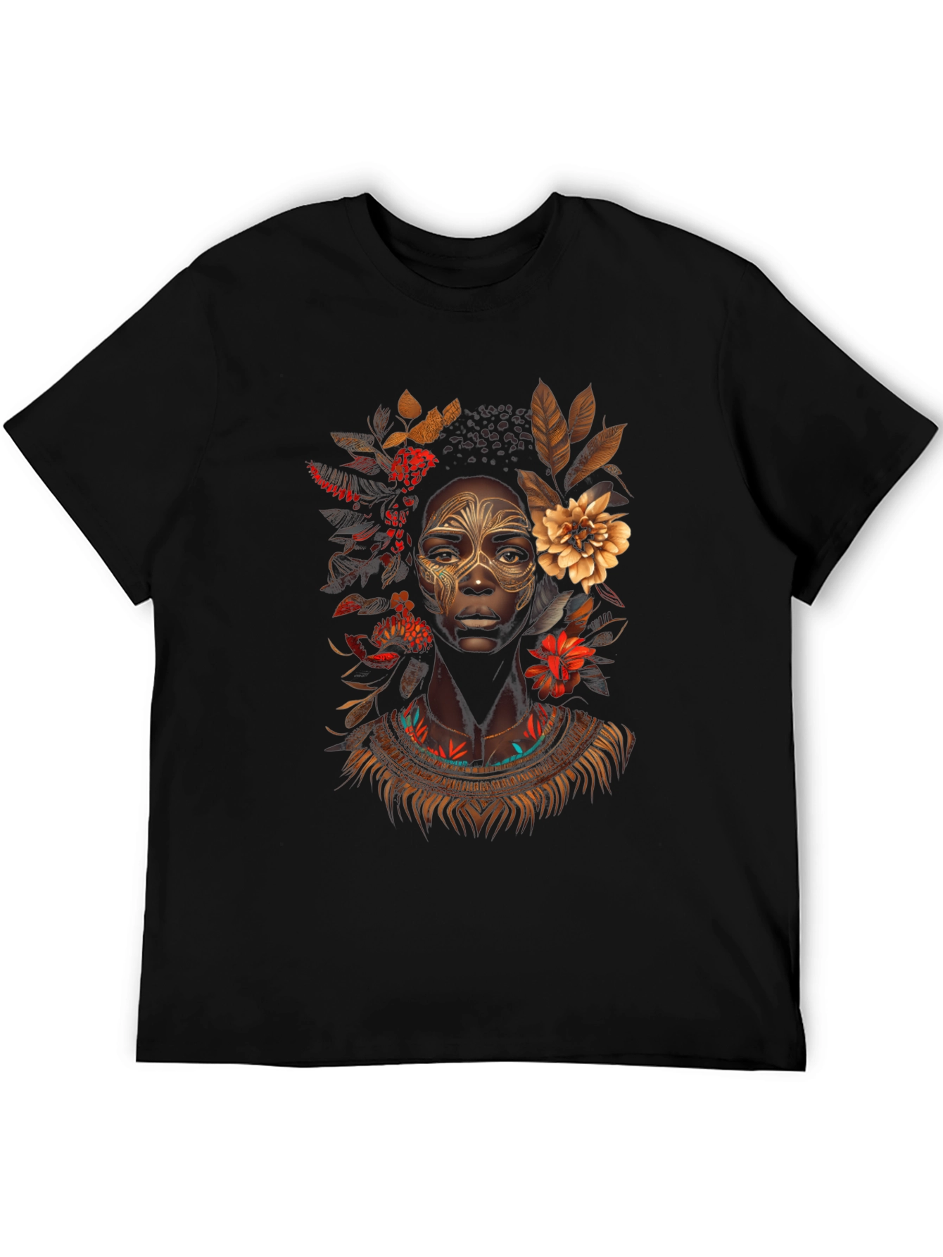 Black Floral Afro-centric Graphic T-Shirt view 5