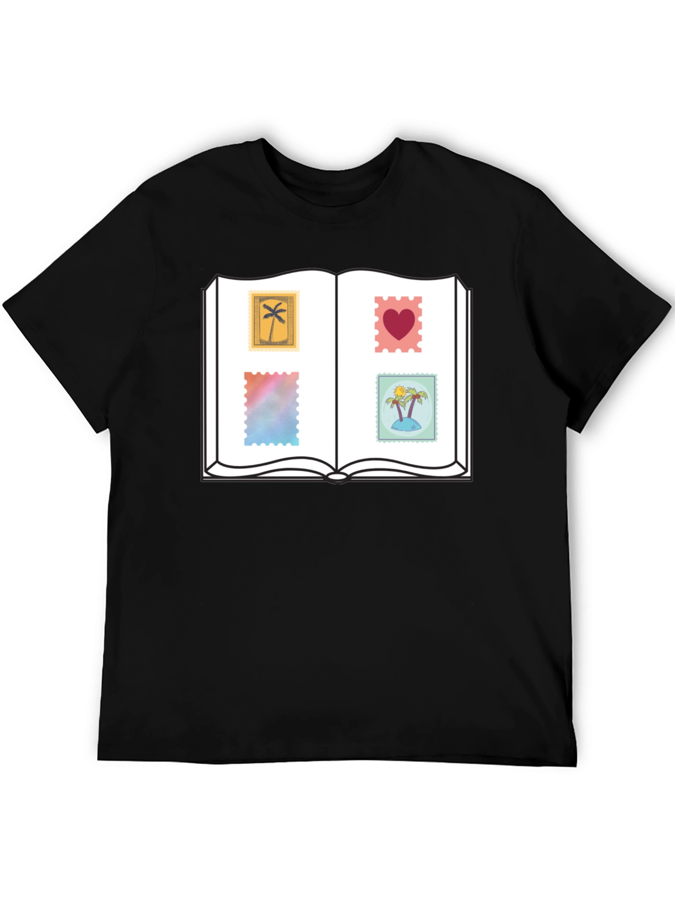 Black Novelty Stamp Book T-Shirt view 5