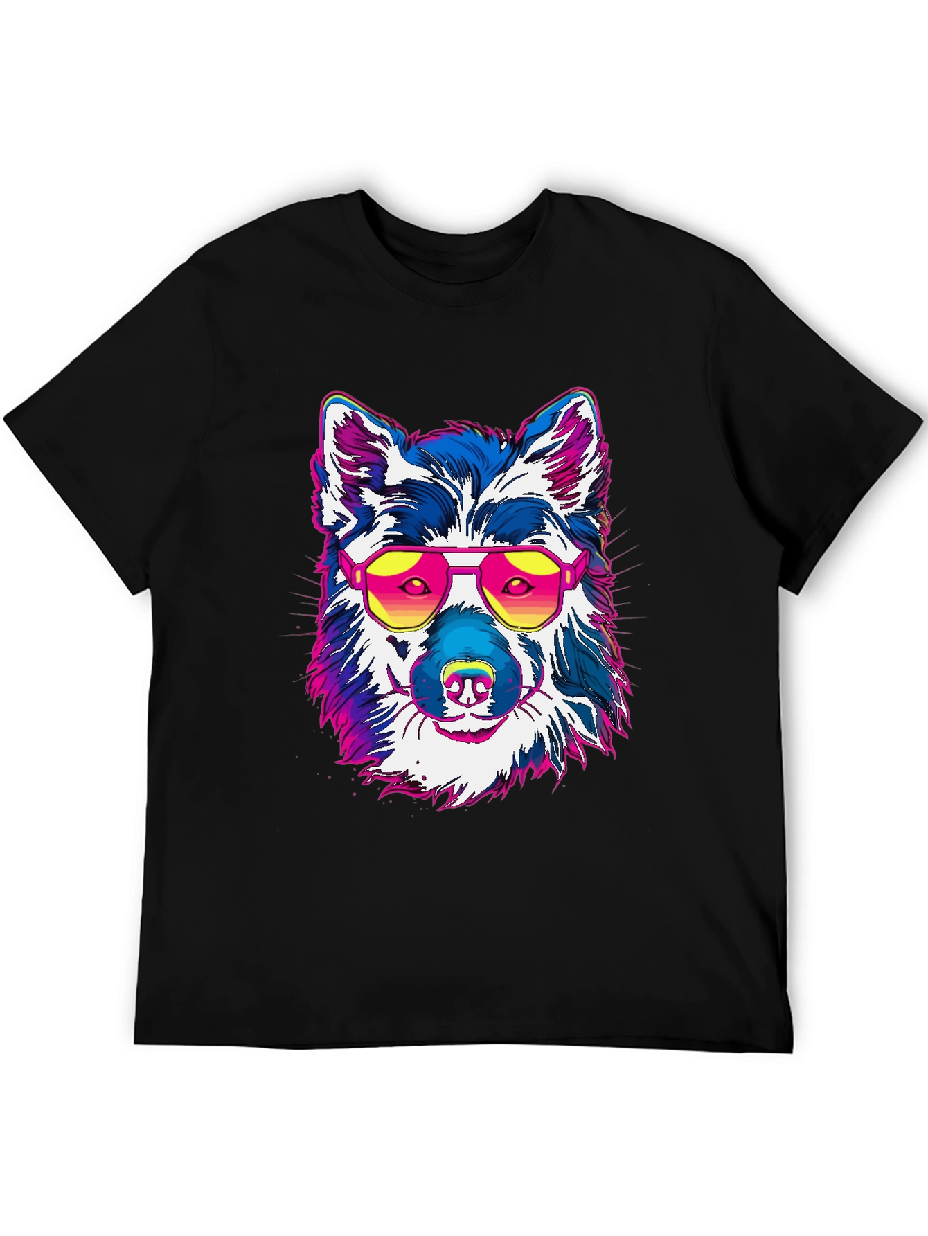 Black Cool Dog Graphic Tee - Retro Style view 5