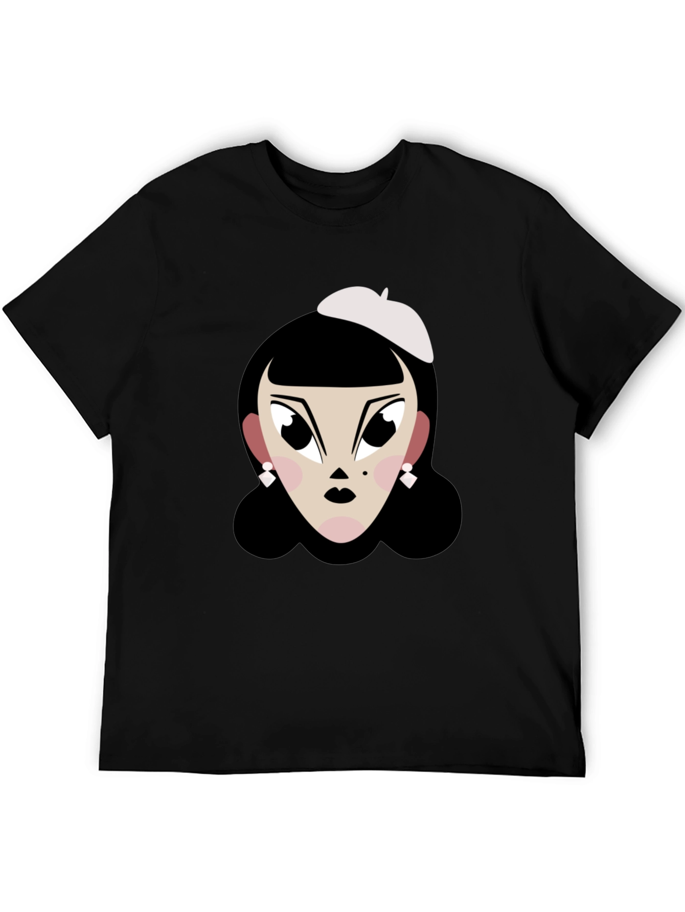 Black Cartoon Woman T-Shirt: Retro Chic Tee view 5