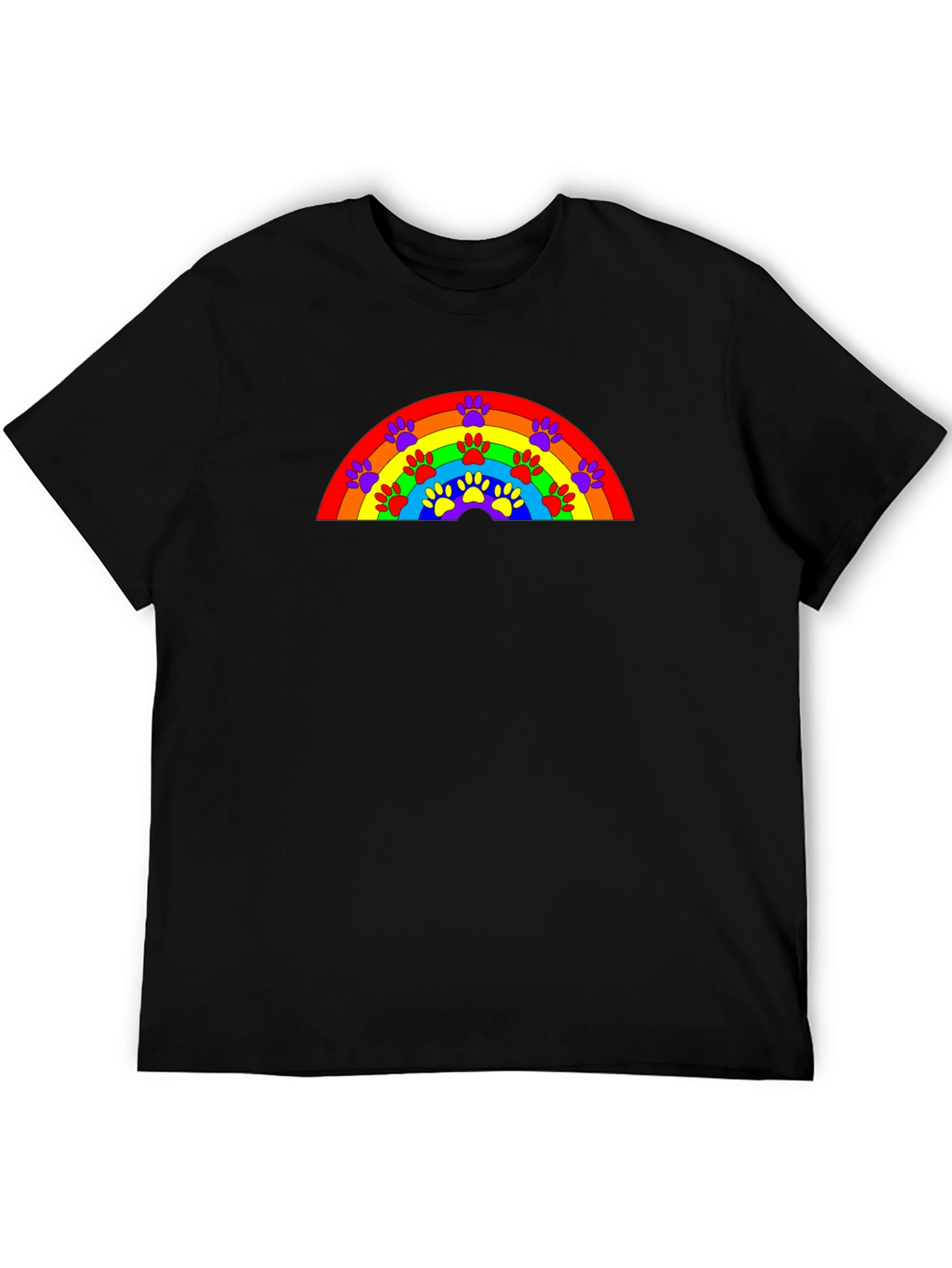 Black Rainbow Paw Print T-Shirt - Unisex Design view 5