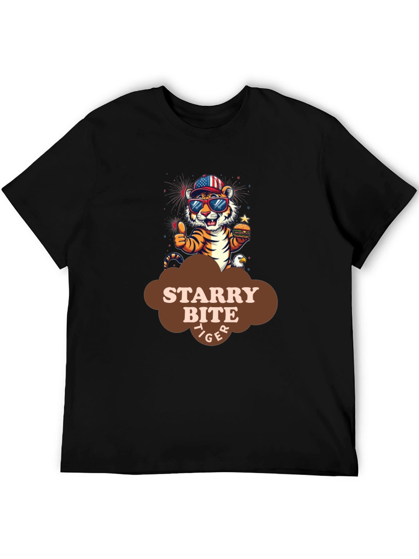 Black Starry Bite Tiger Graphic Tee - Stylish Comfort view 5