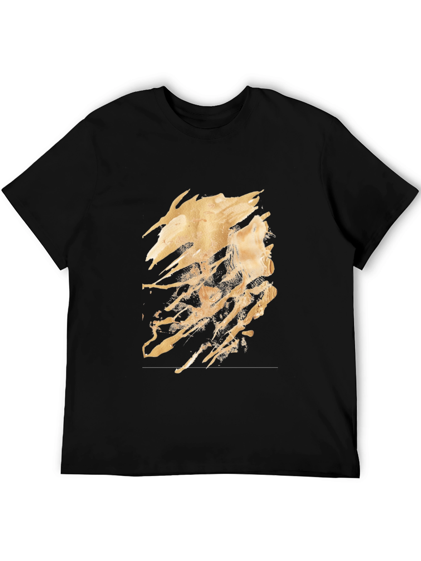 Black Abstract Gold Design Black T-Shirt view 5