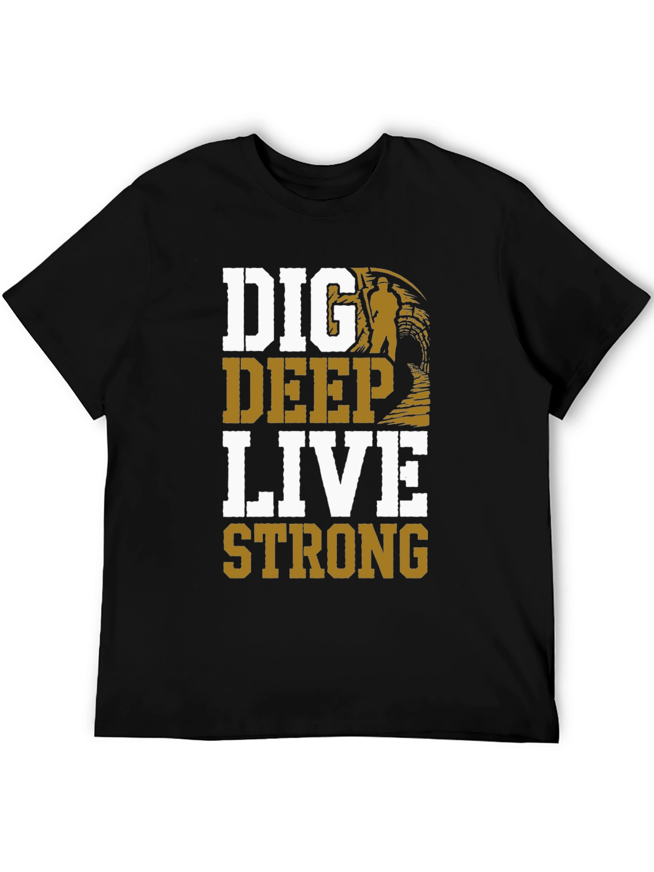Black Dig Deep Live Strong Men's Graphic Tee view 5