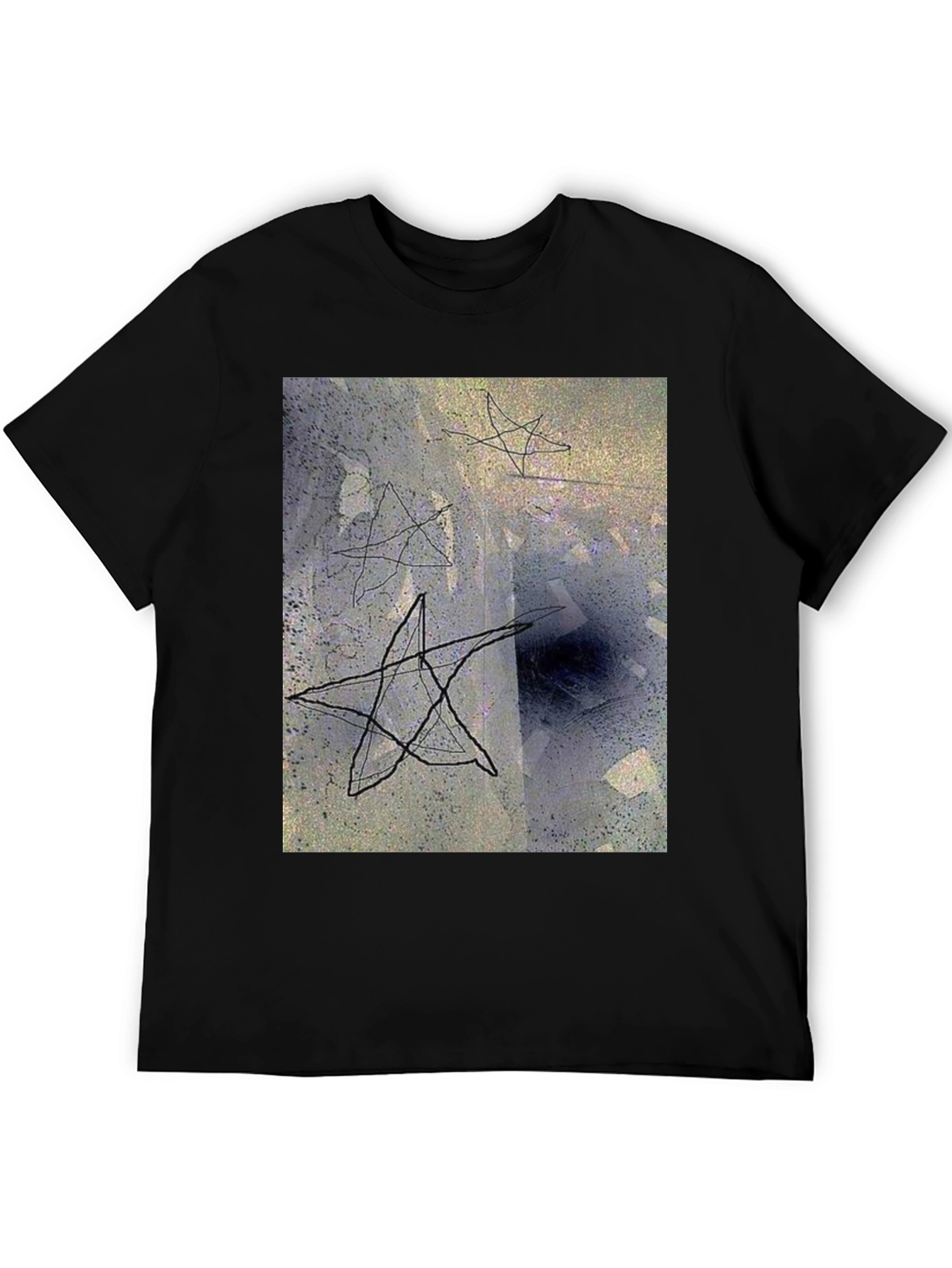 Black Abstract Star Graphic Black T-Shirt view 5