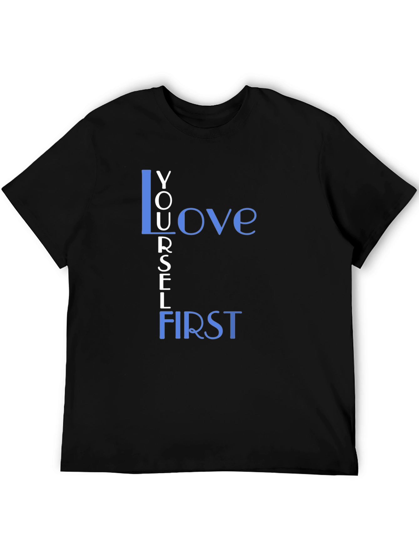 Black Love Yourself First Graphic Tee - Black Cotton view 5