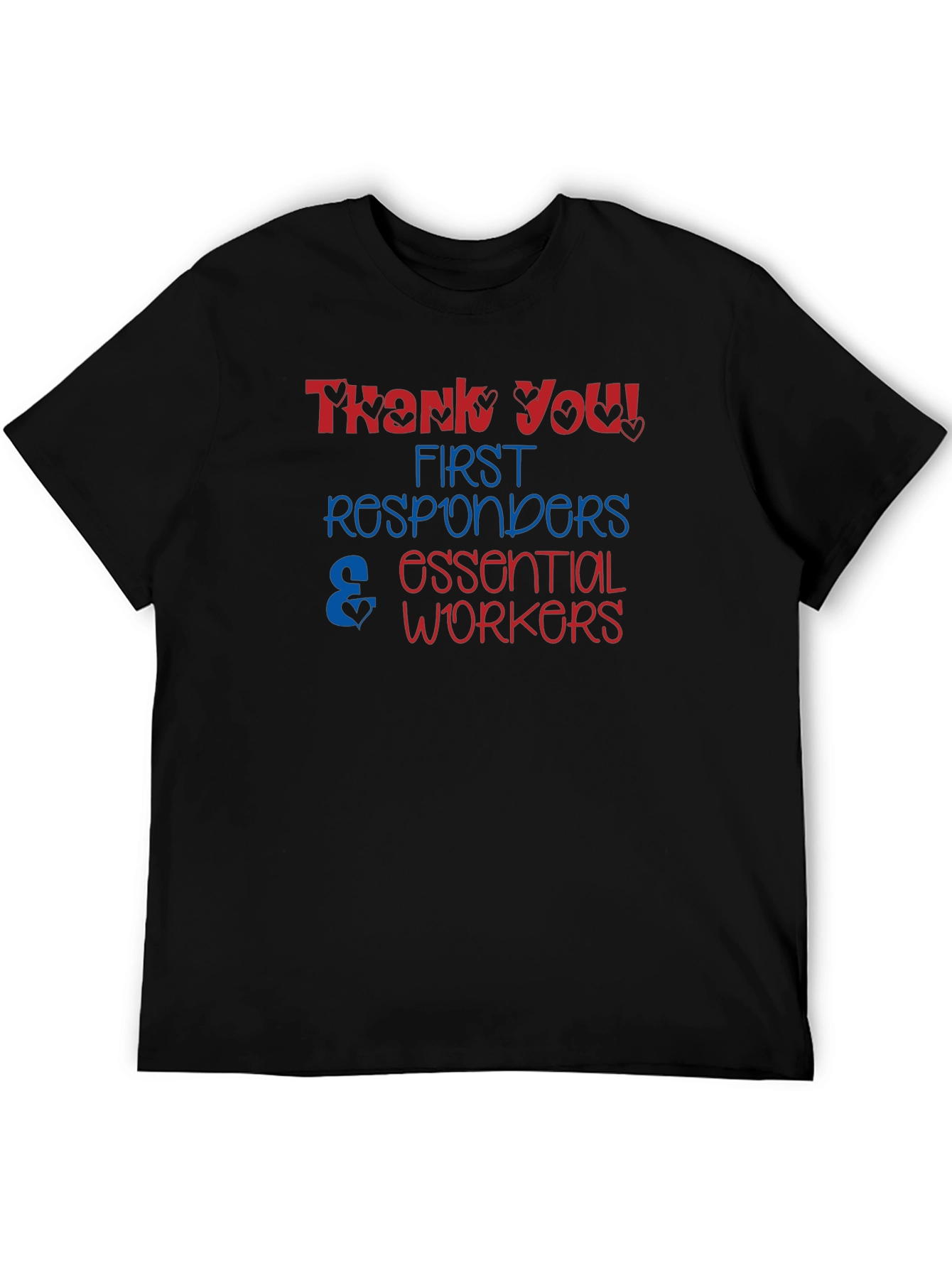 Black Thank You Essential Workers Graphic T-Shirt view 5