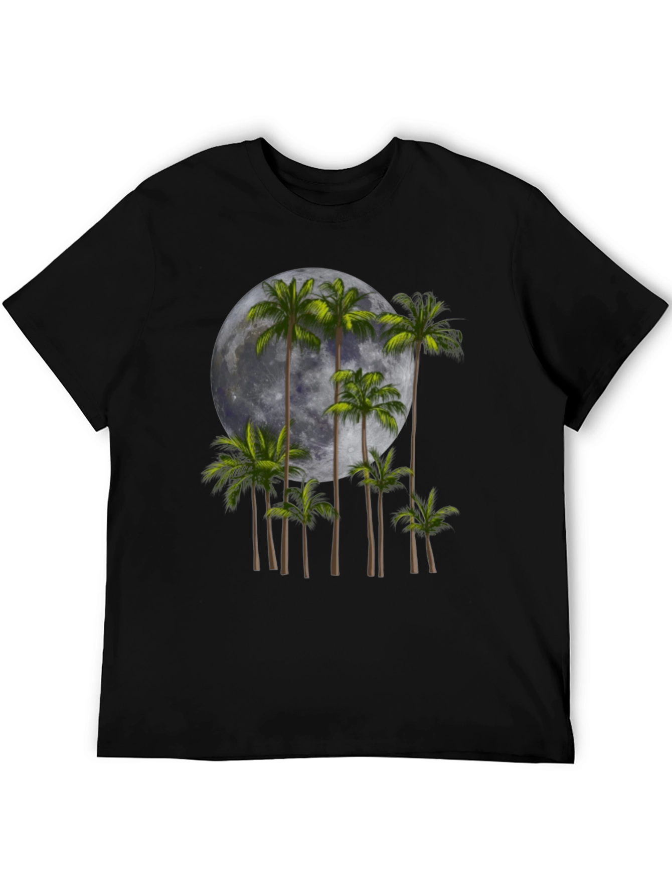 Black Palm Trees & Moon Graphic Tee - Black view 5
