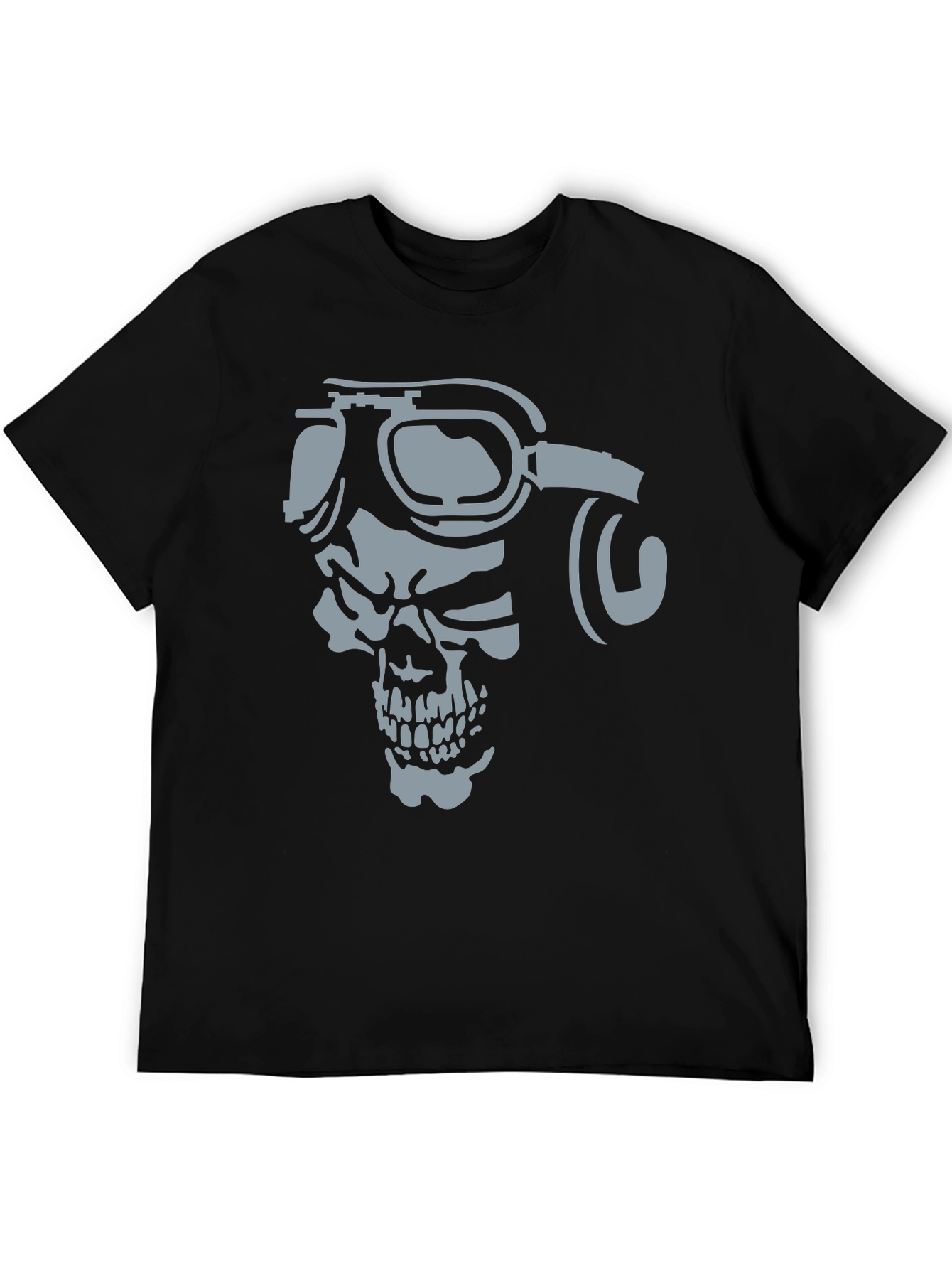 Black Skull Pilot Graphic T-Shirt - Men's Black Tee view 5
