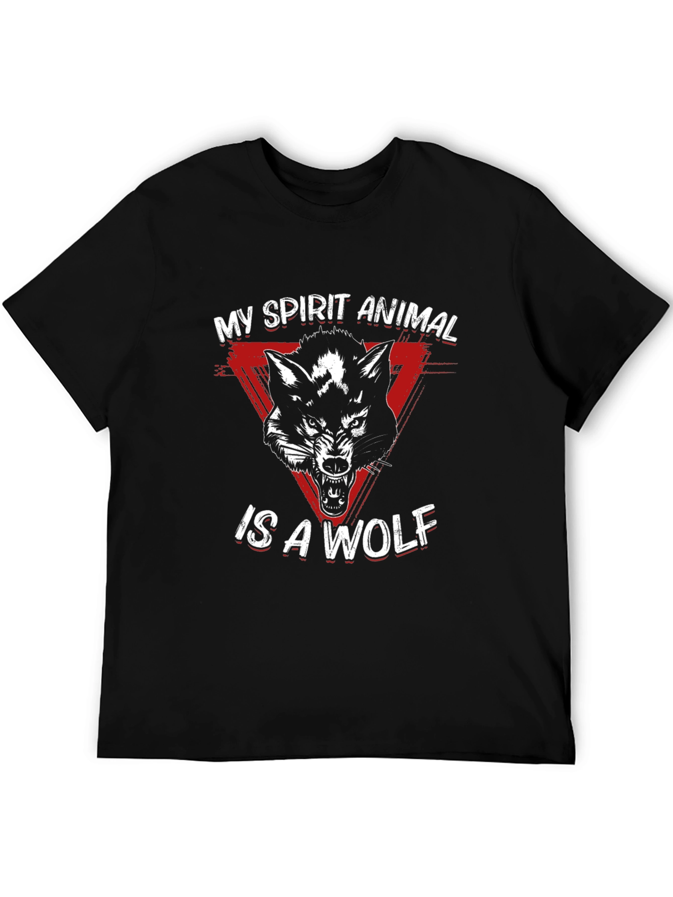 Black My Spirit Animal is a Wolf Graphic Tee - Black view 5